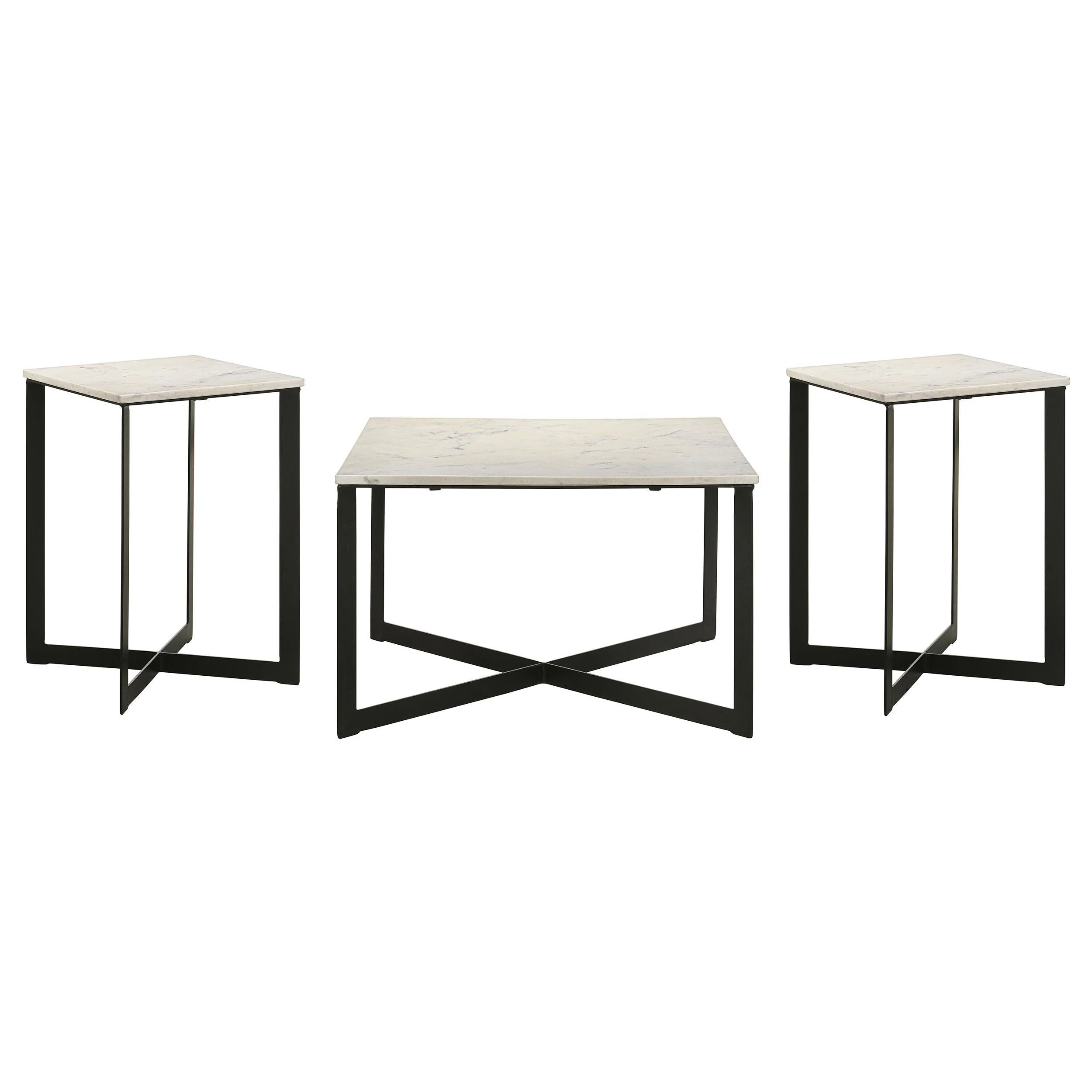 Tobin 3-piece Marble Top Coffee and End Table Set White - Image 2
