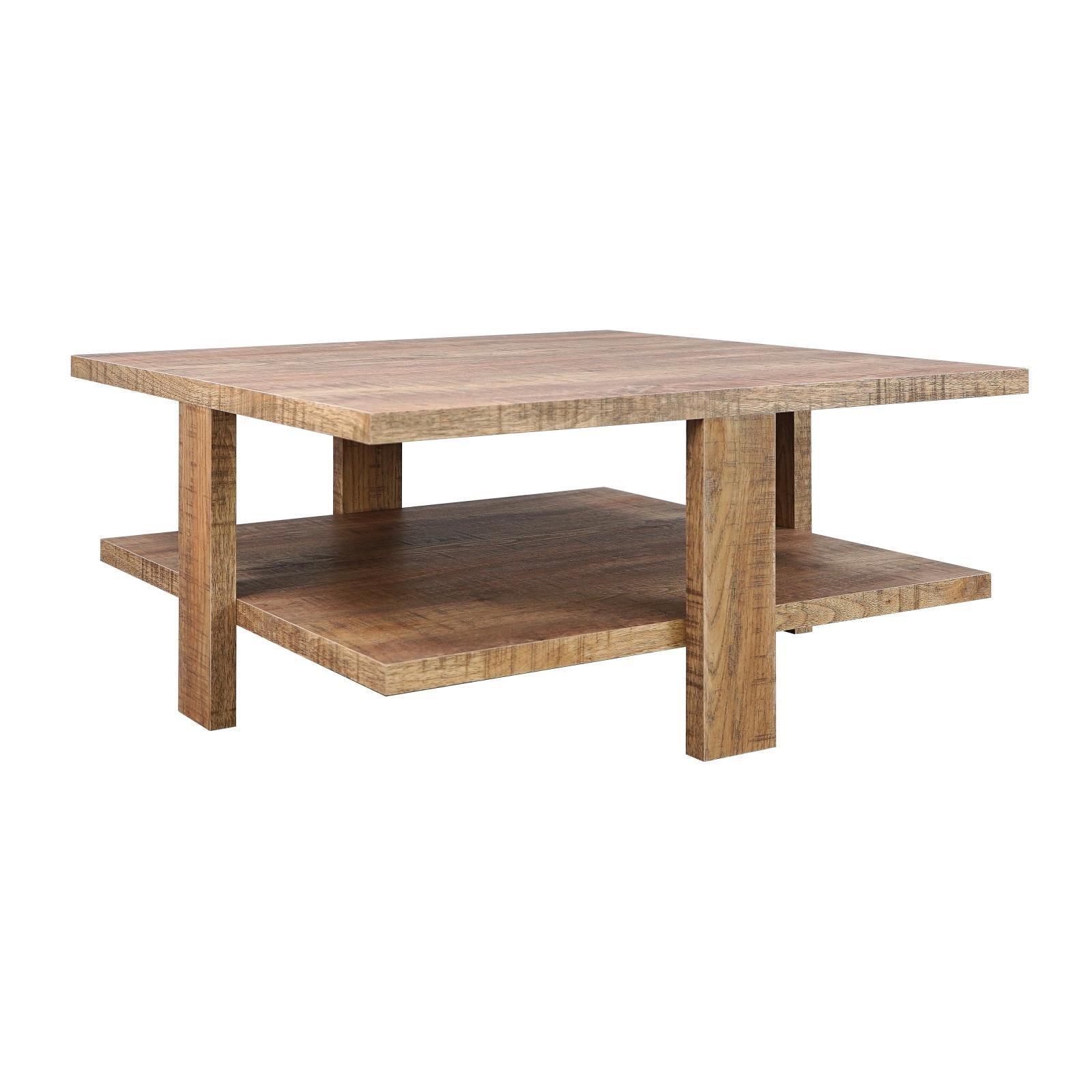 Dawn Square Wood Coffee Table With Shelf Mango - Image 1