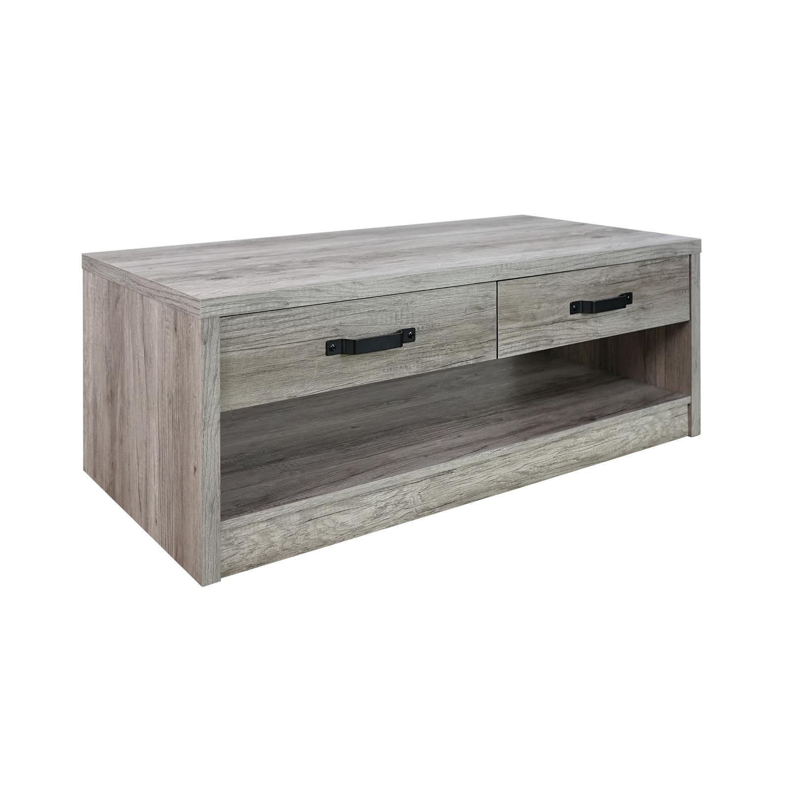 Felix 2-Drawer Rectangular Wood Coffee Table Gray Driftwood - Image 1
