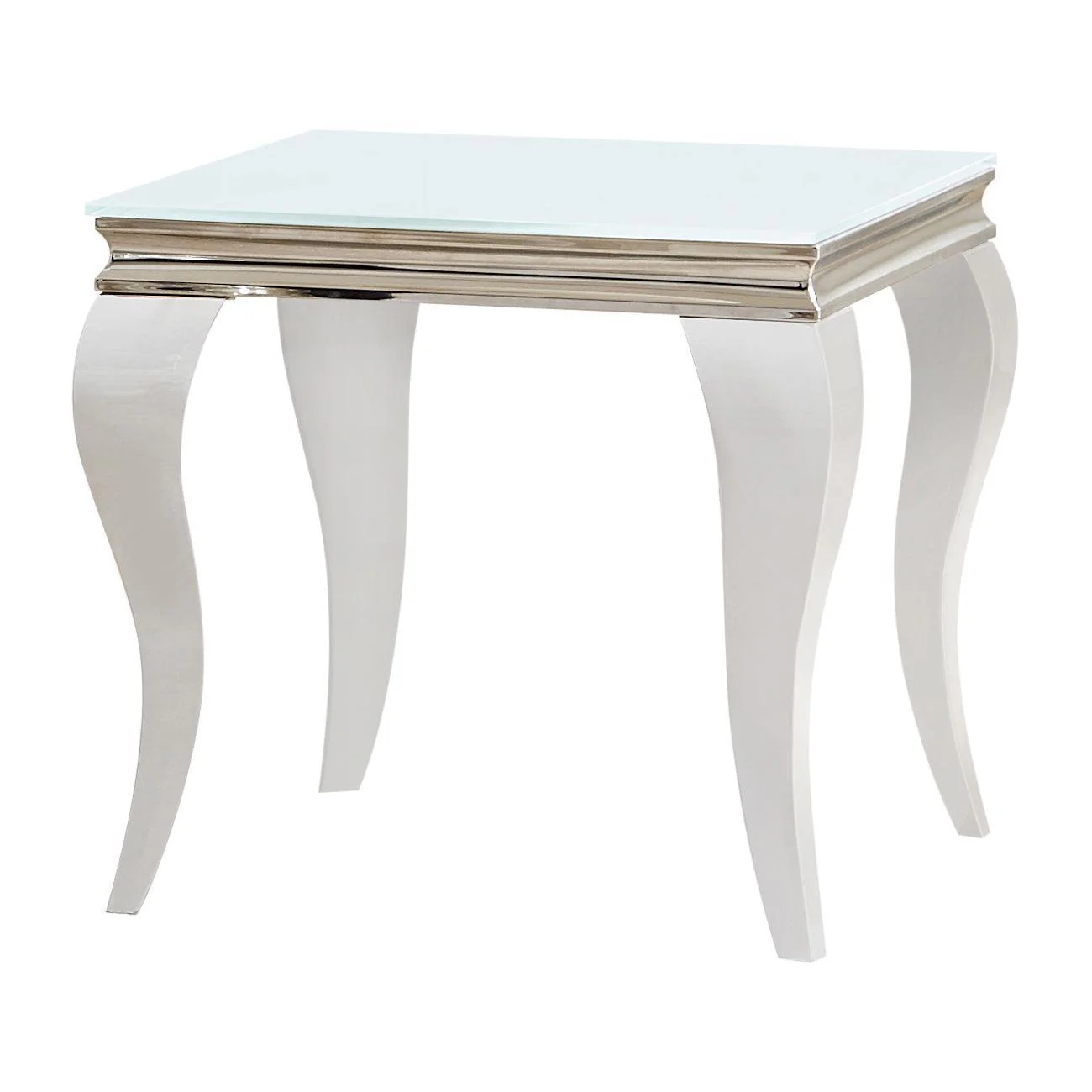 Luna Square End Table White Chrome - Image 3