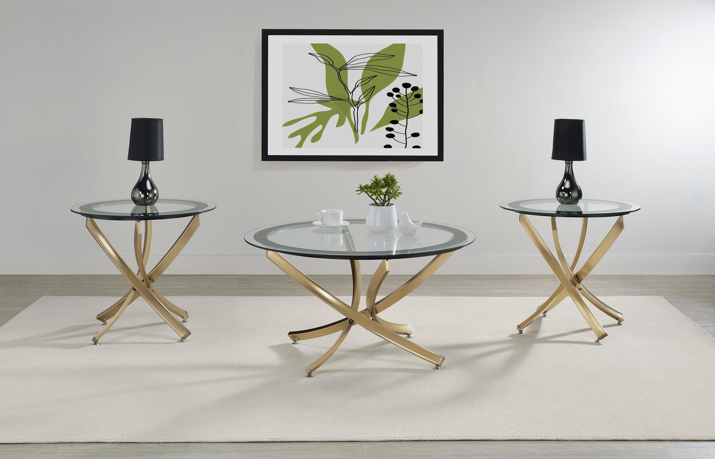 Brooke 3-piece Round Coffee and End Table Set Rose Brass - Image 2