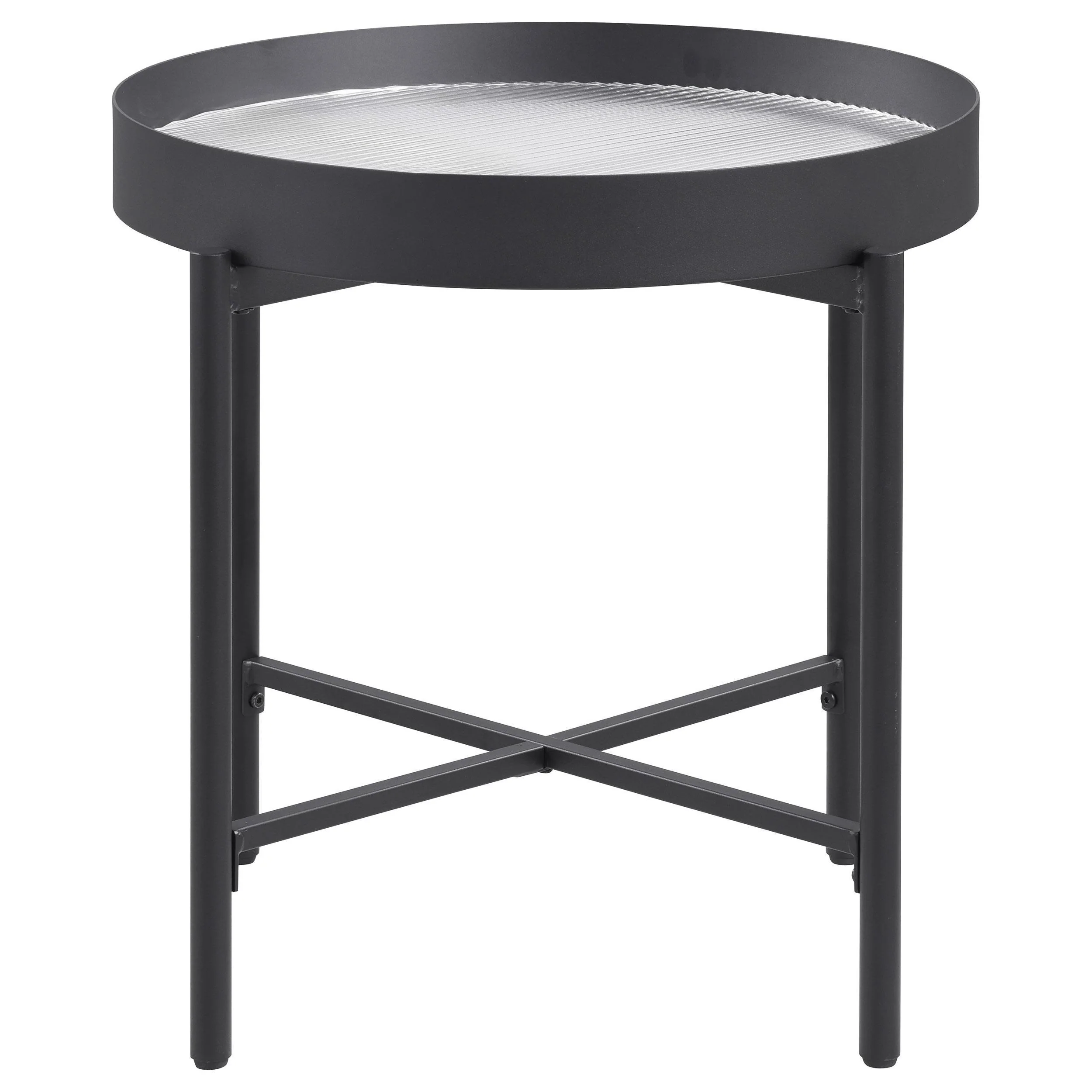 Ozella Round End Side Table with Recessed Top Sandy Black - Image 3