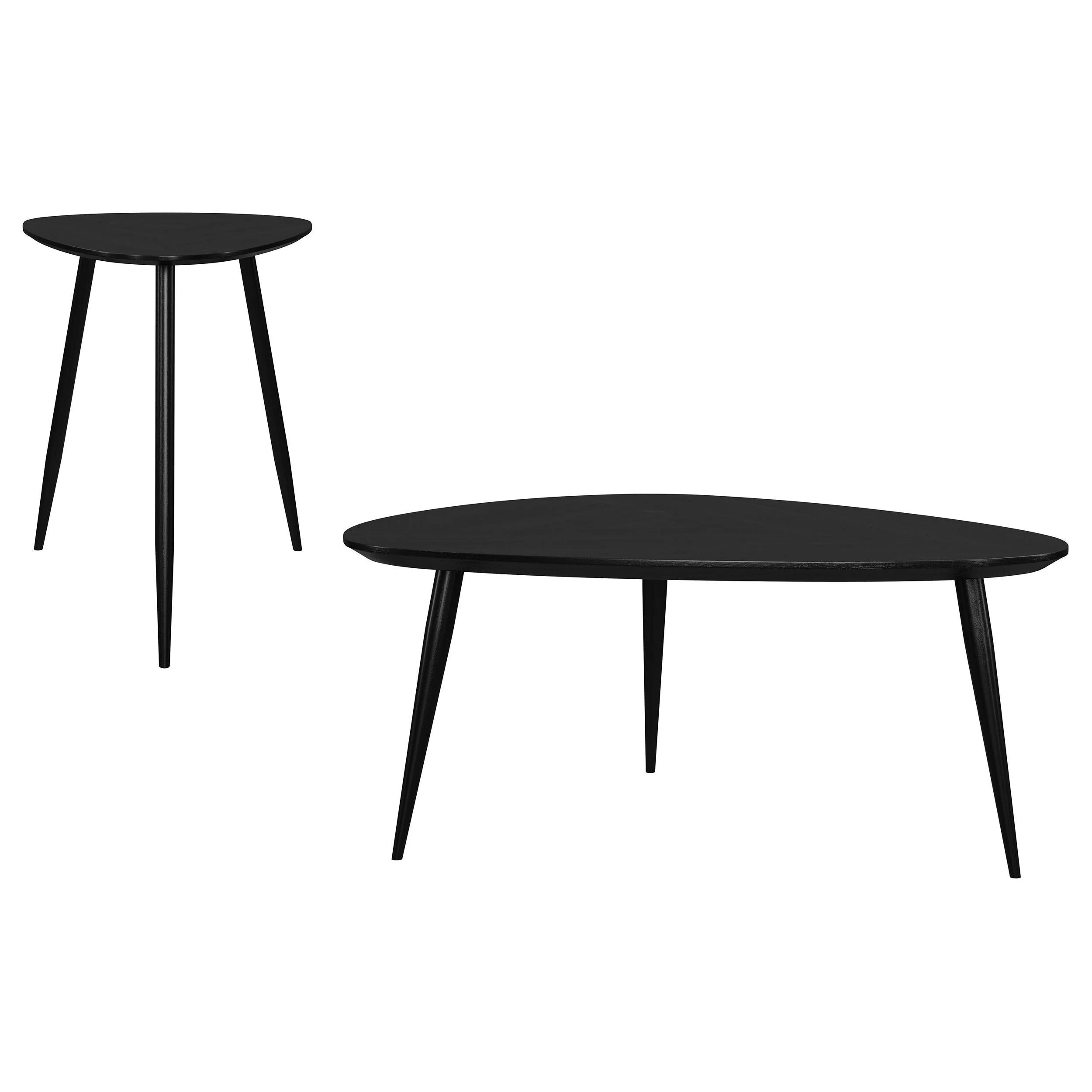 Odessa 2-piece Triangular Coffee and End Table Set Black - Image 2