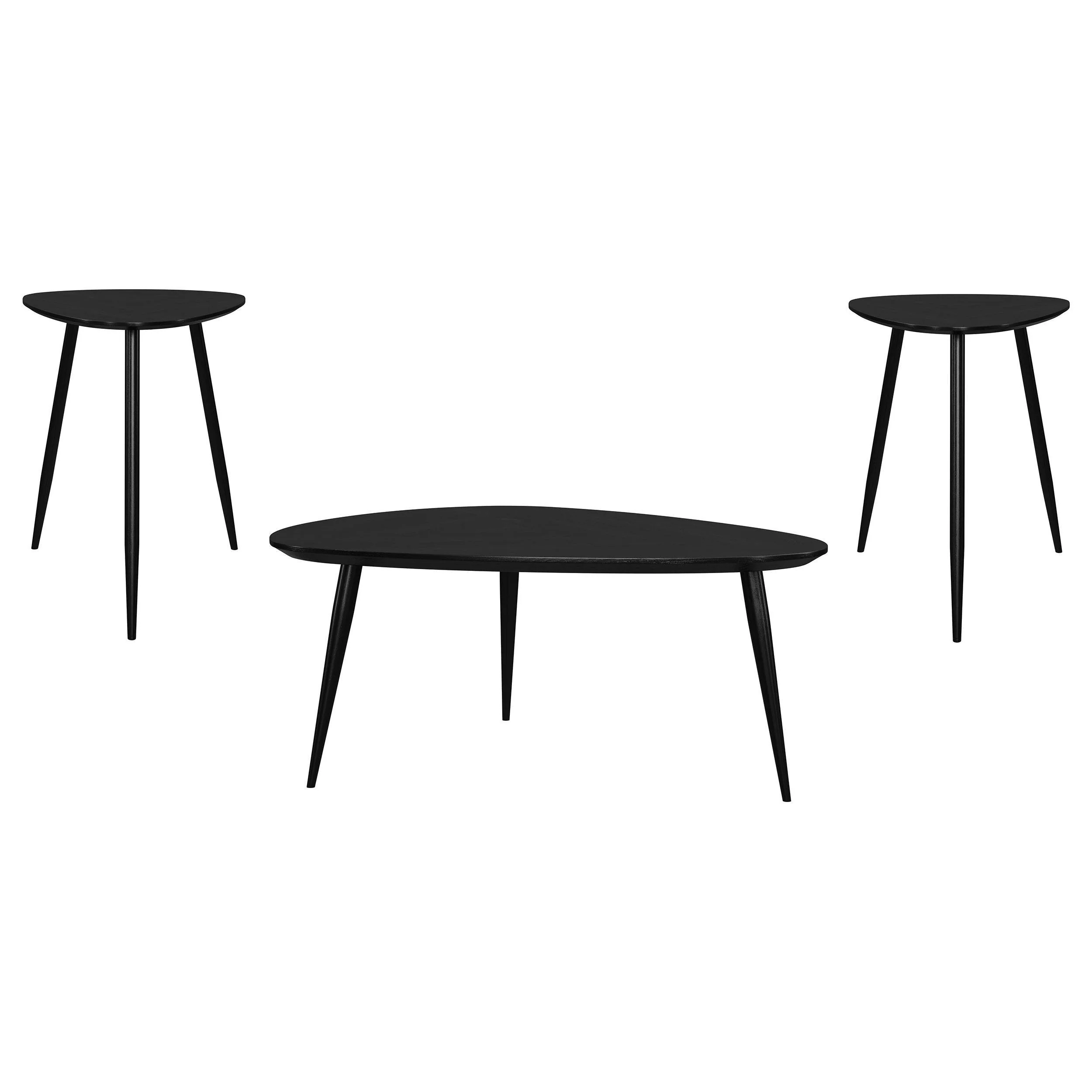 Odessa 3-piece Triangular Coffee and End Table Set Black - Image 2