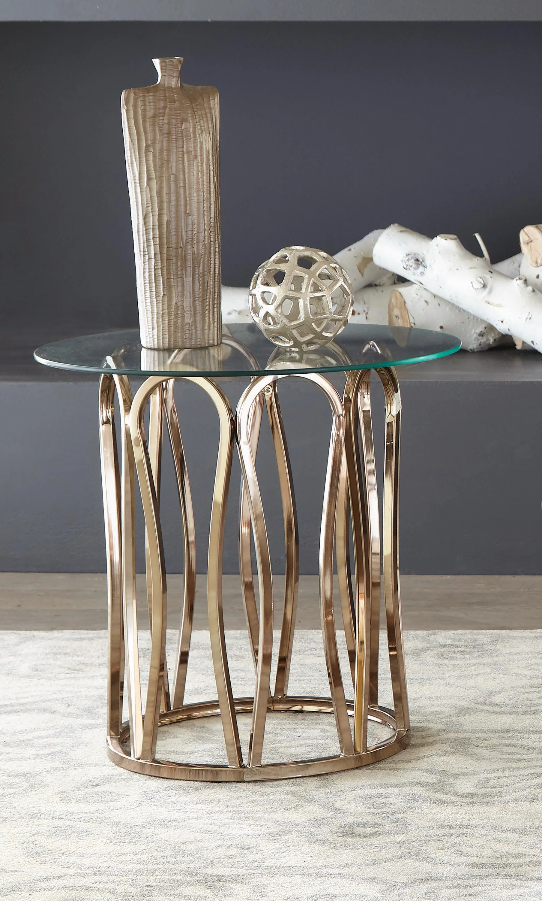 Monett Round End Table Chocolate Chrome Clear - Image 2