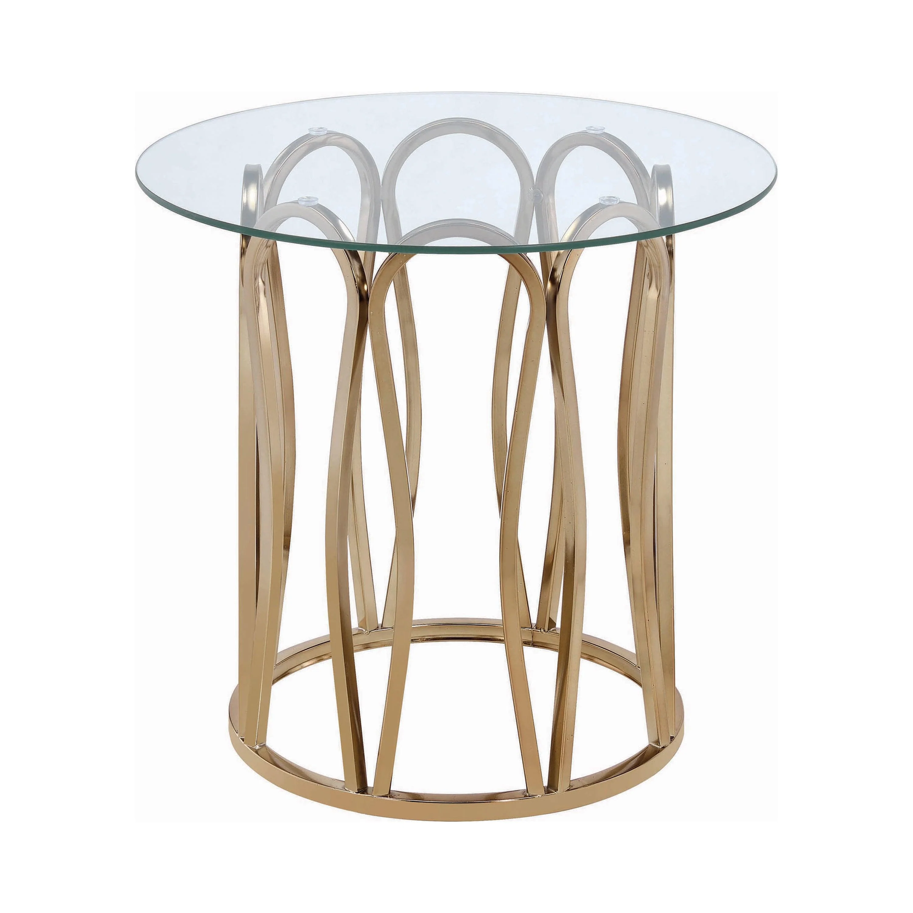 Monett Round End Table Chocolate Chrome Clear - Image 3