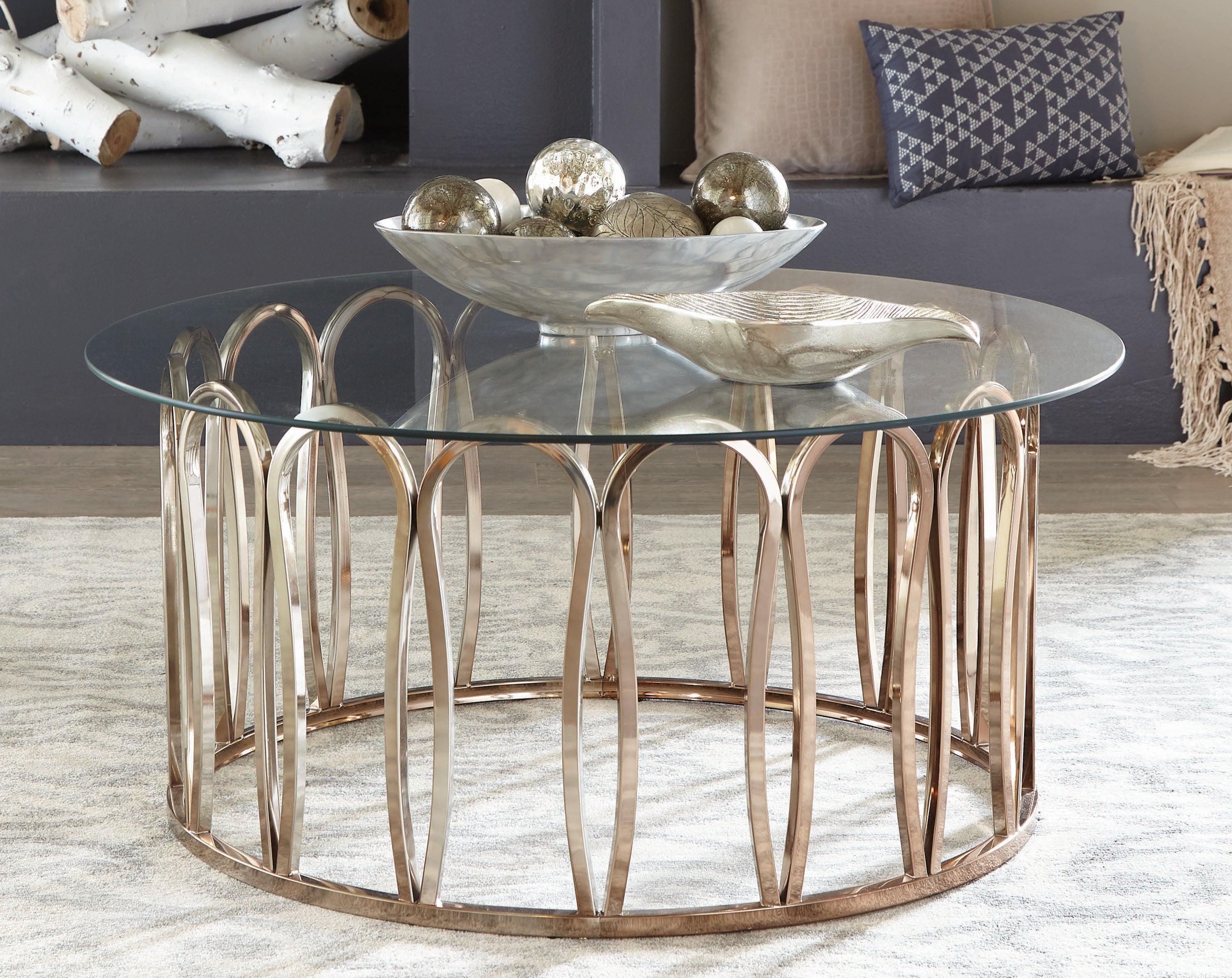 Monett Round Coffee Table Chocolate Chrome Clear - Image 2