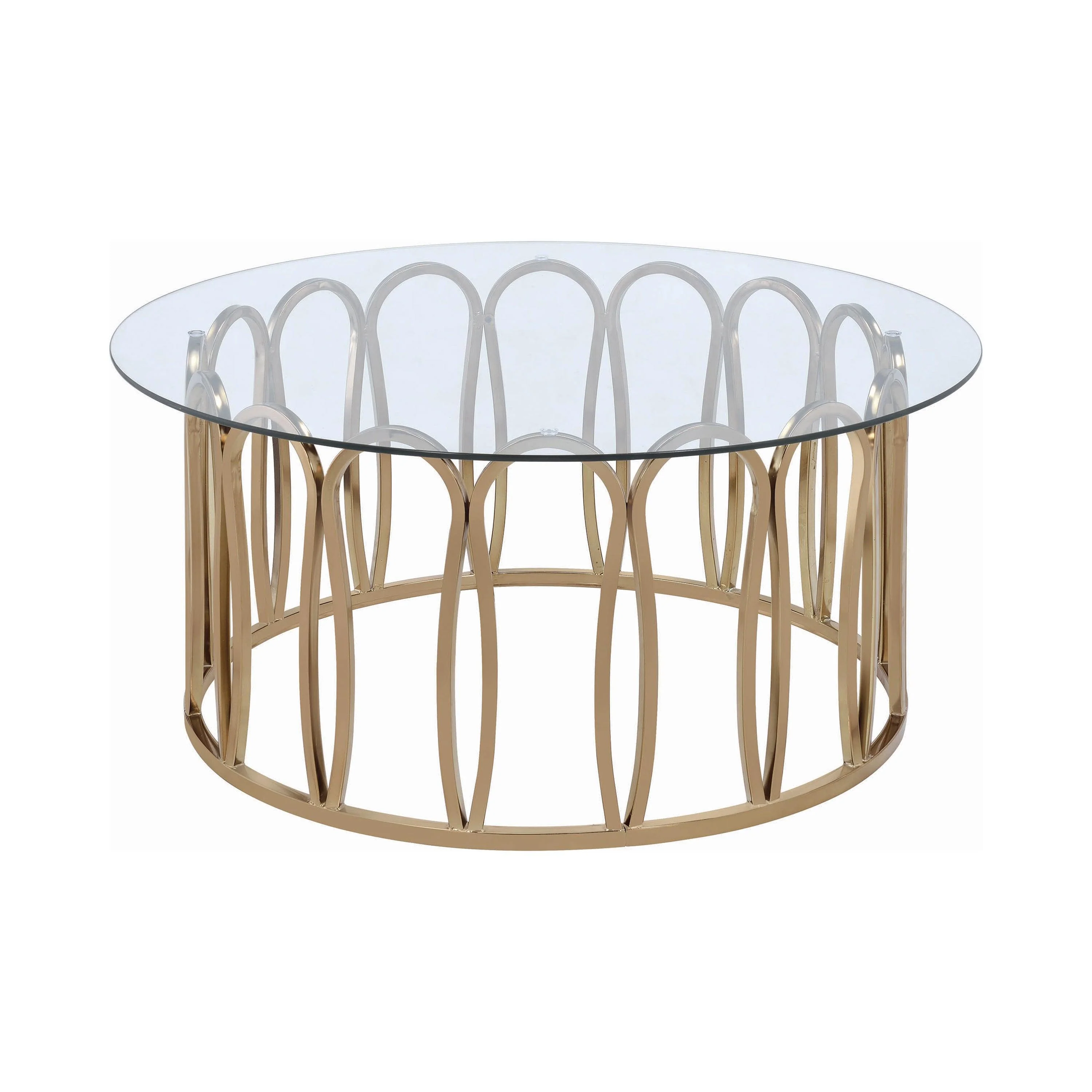Monett Round Coffee Table Chocolate Chrome Clear - Image 3