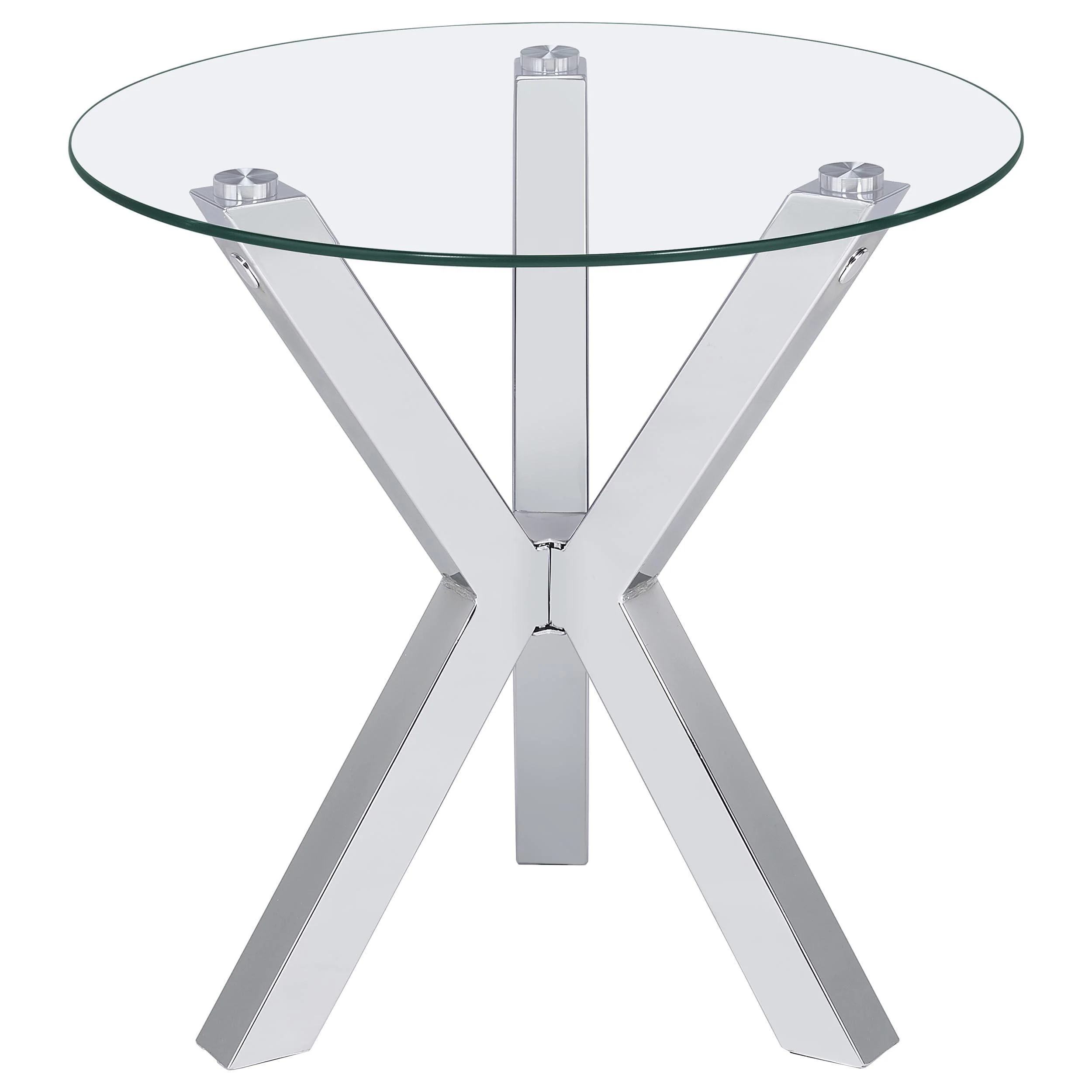 Kenzie Round Tempered Glass Top End Side Table Chrome - Image 3