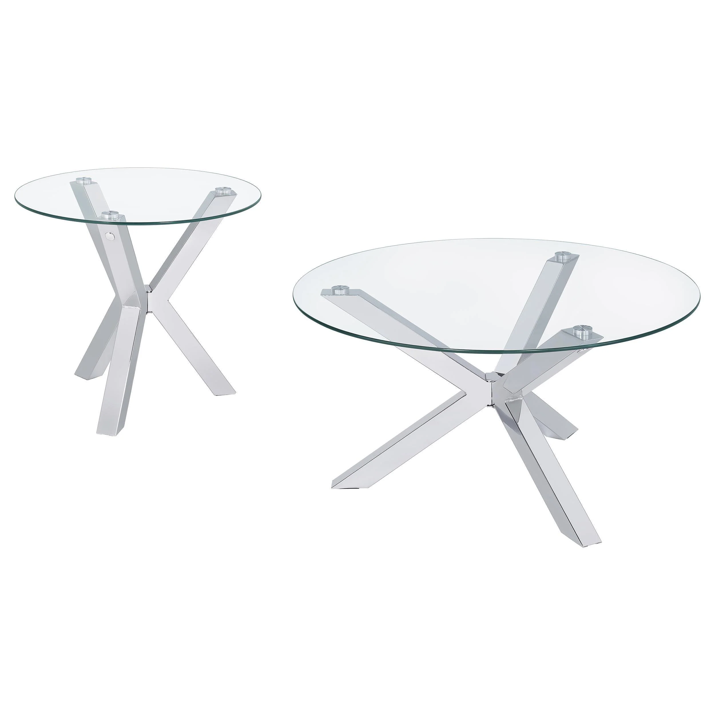 Kenzie 2-piece Round Coffee and End Table Set Chrome - Image 2