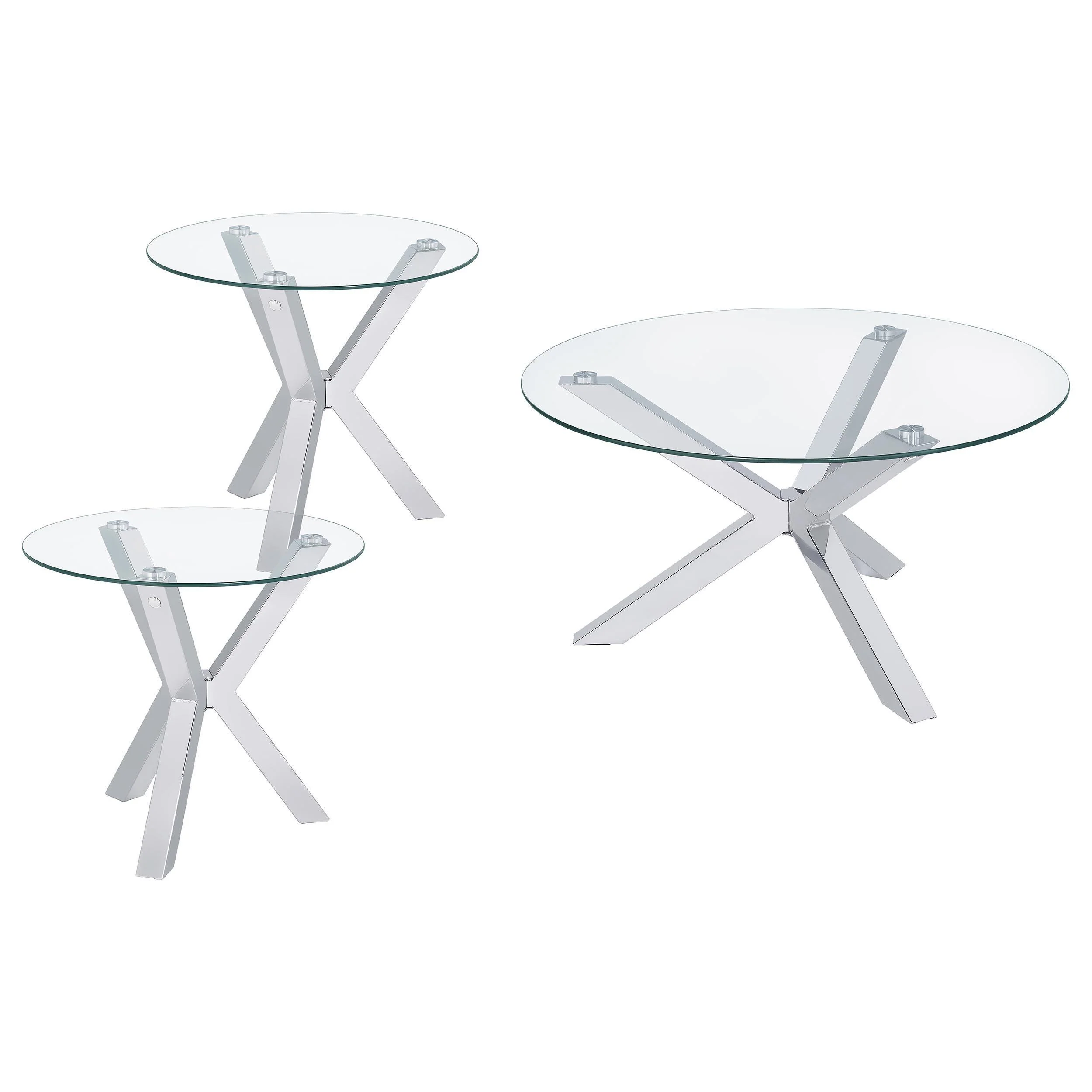 Kenzie 3-piece Round Coffee and End Table Set Chrome - Image 2