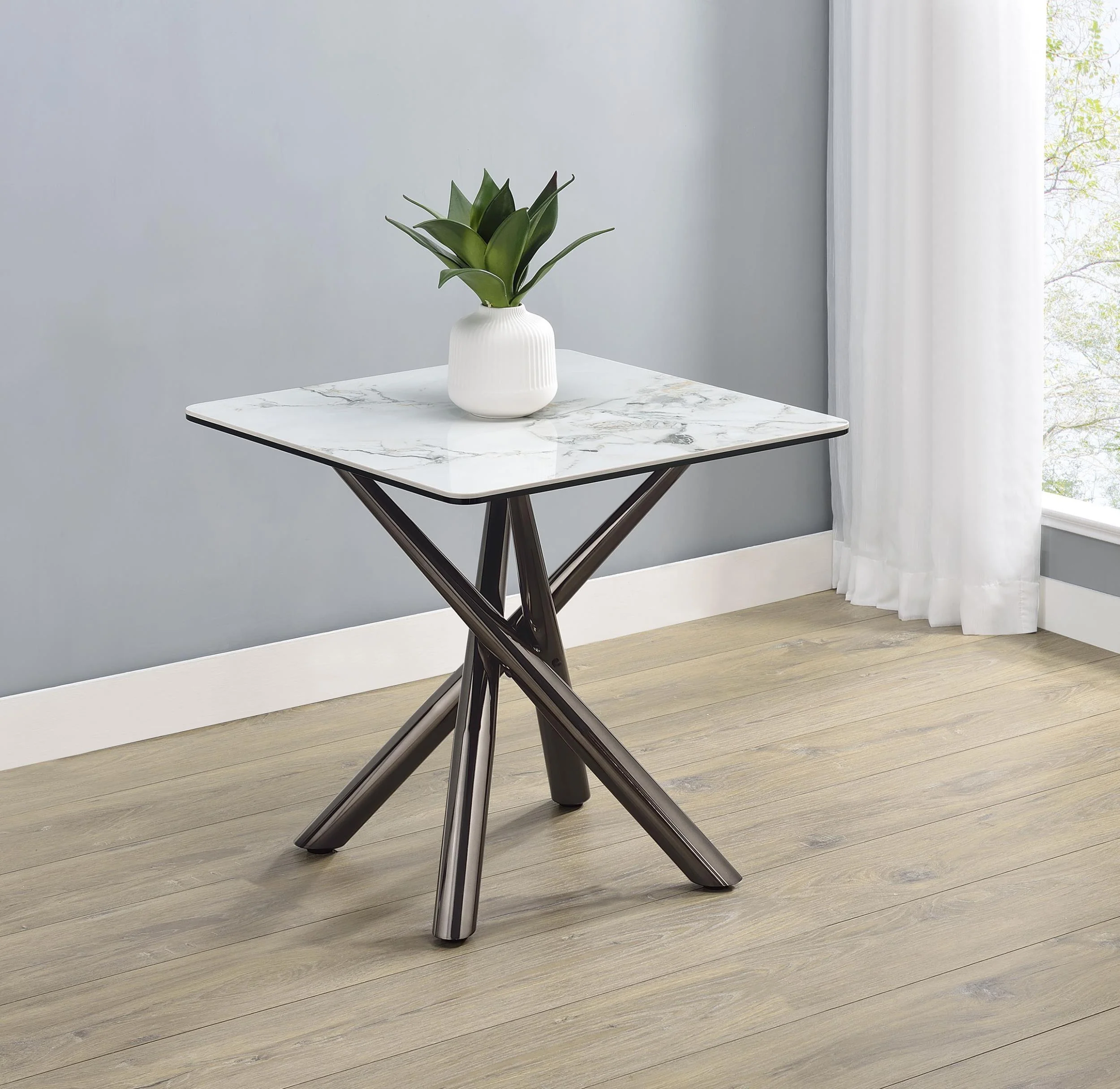 Carvell Square Sintered Stone End Side Table Mirage White - Image 2