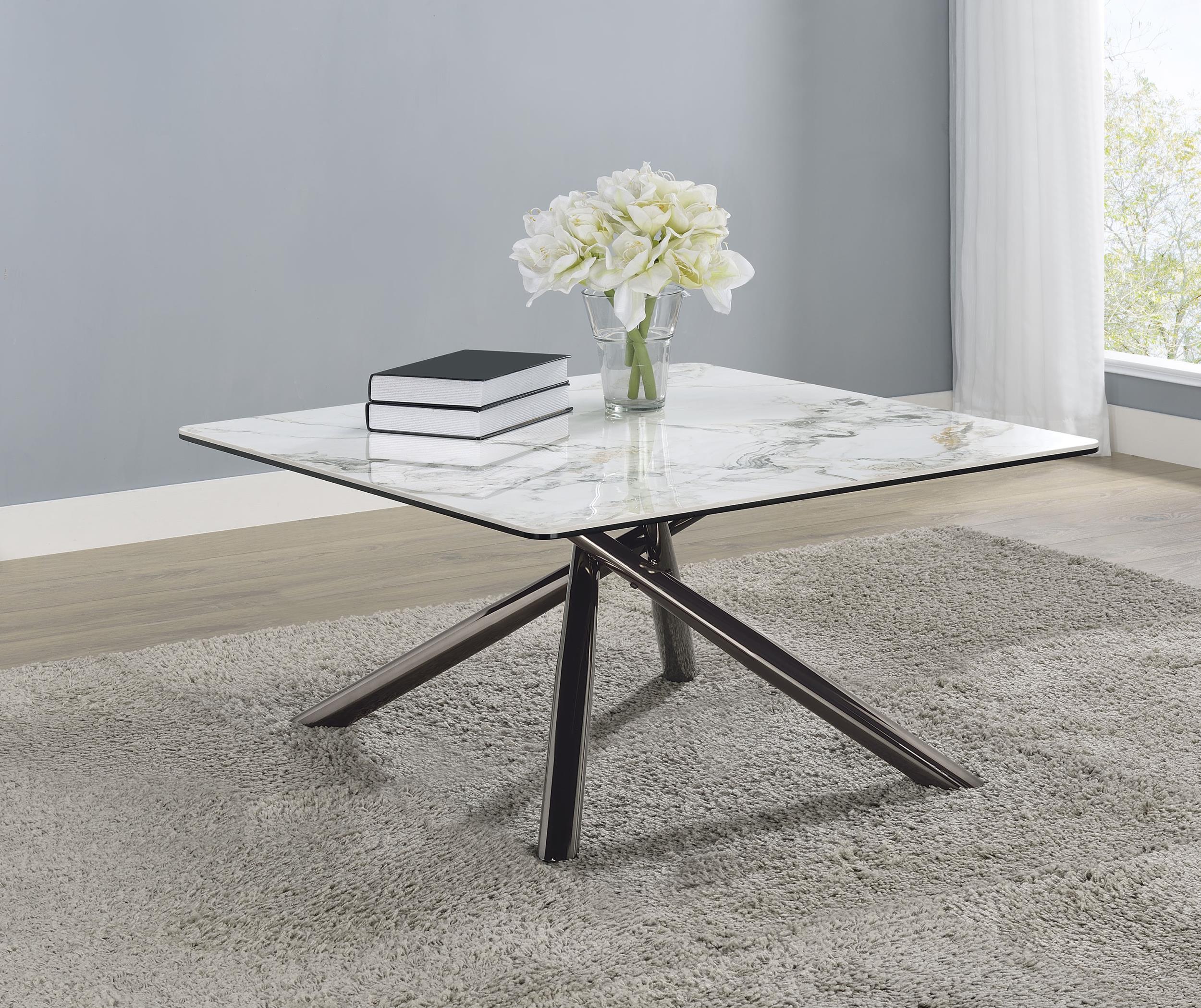 Carvell Square Sintered Stone Top Coffee Table Mirage White - Image 2
