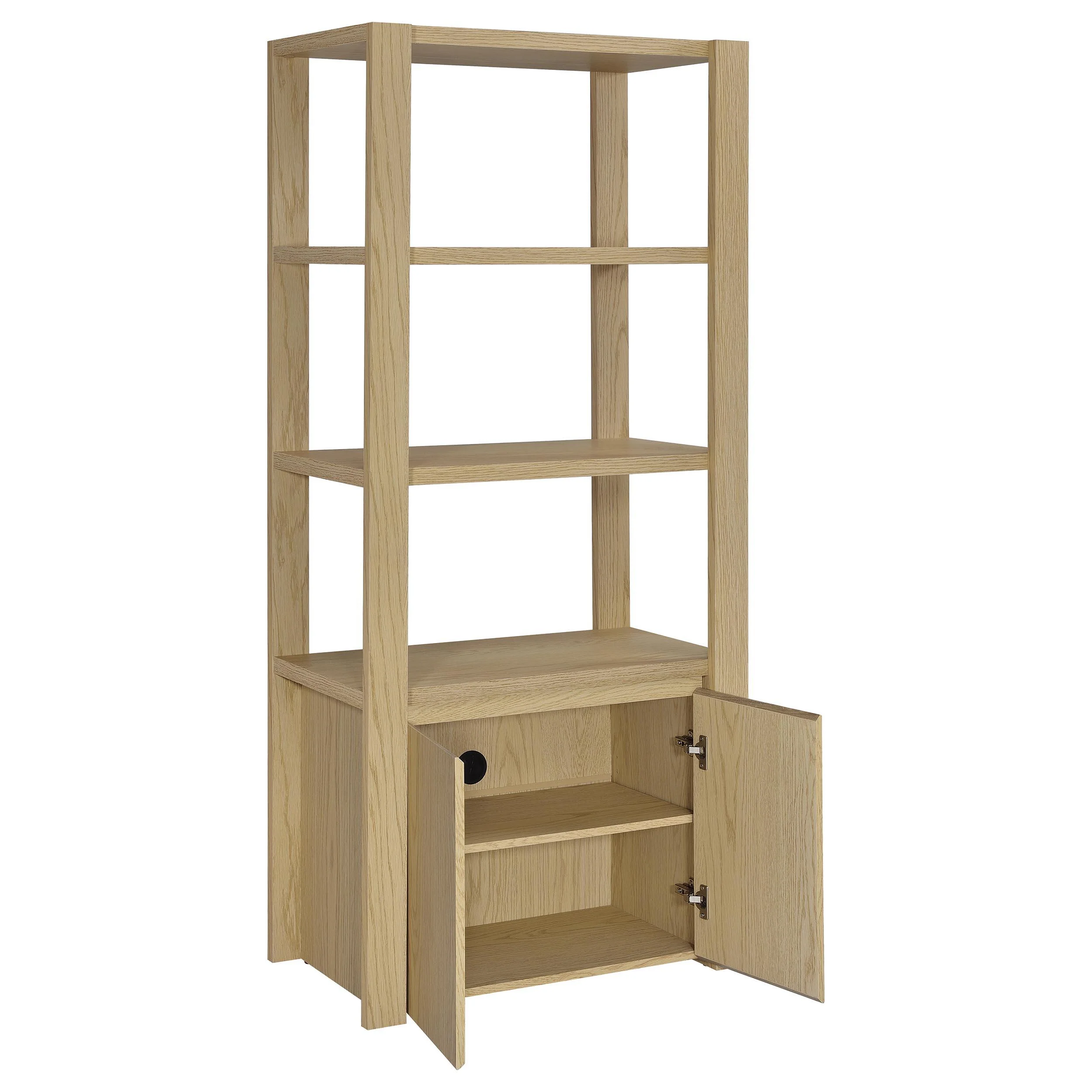 Laurelton 3-shelf Media Tower Tall Pier Cabinet Light Oak - Image 3