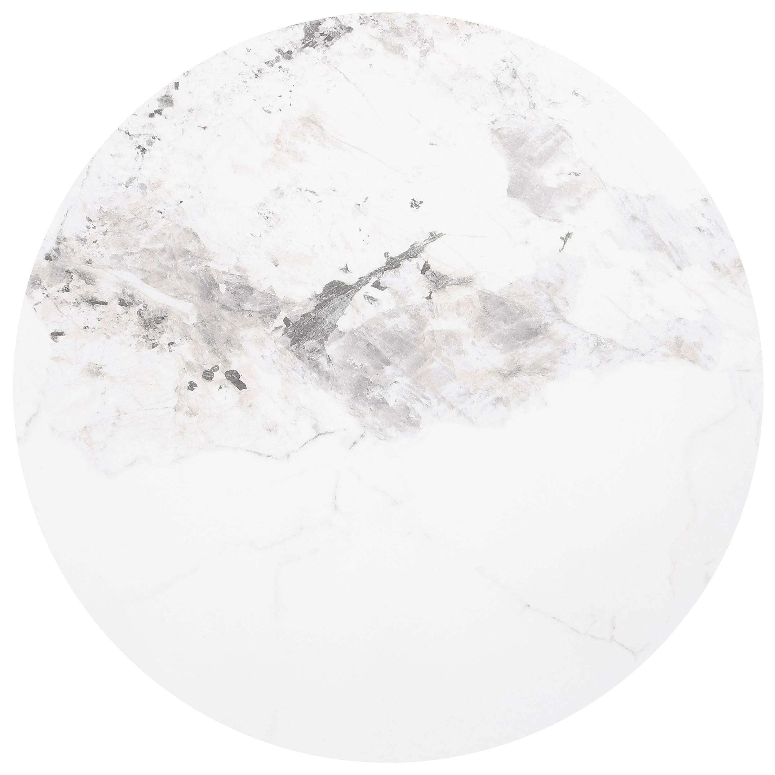 Rowena Round Sintered Stone End Table White Faux Marble - Image 3