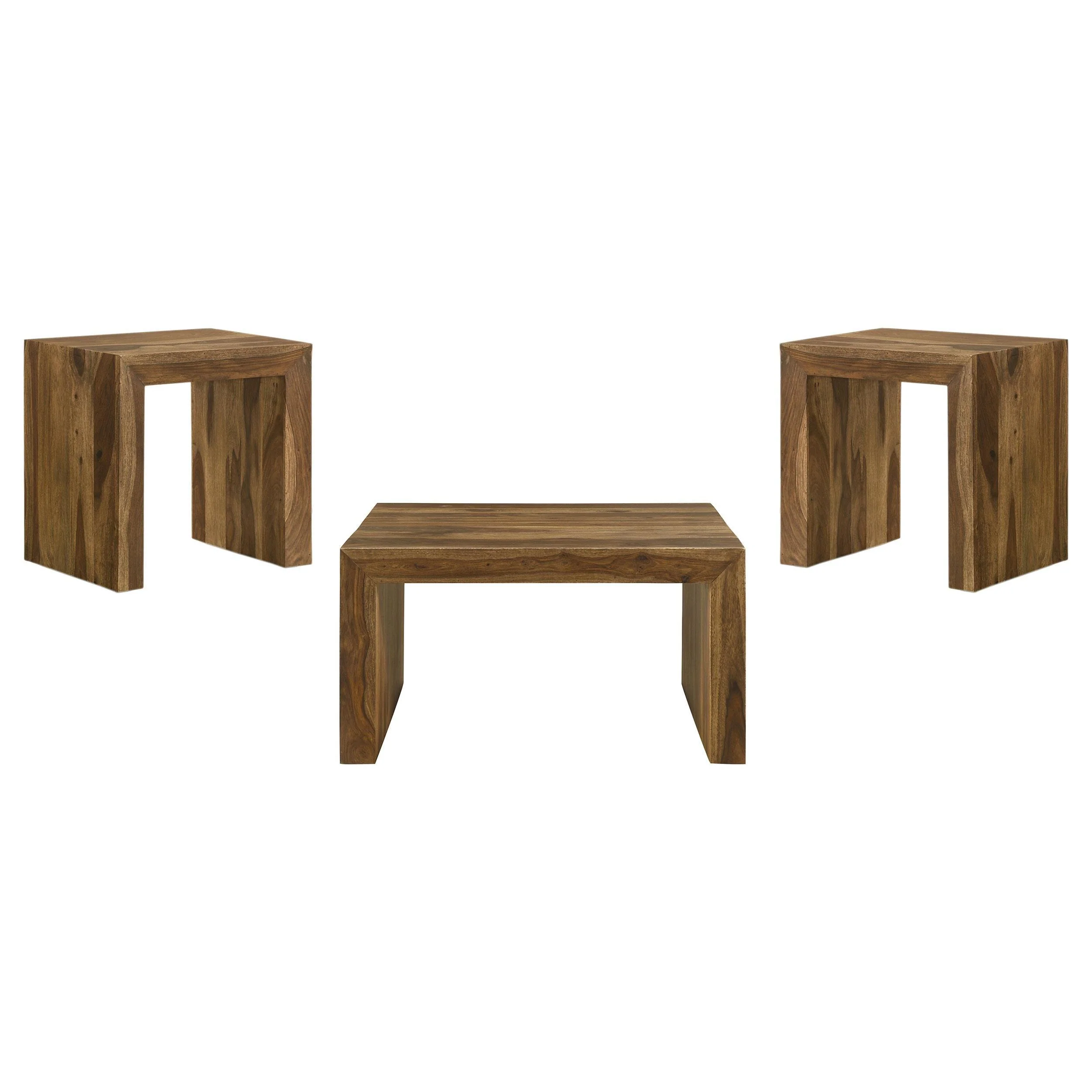 Odilia 3-piece Solid Wood Coffee and End Table Set Auburn - Image 2