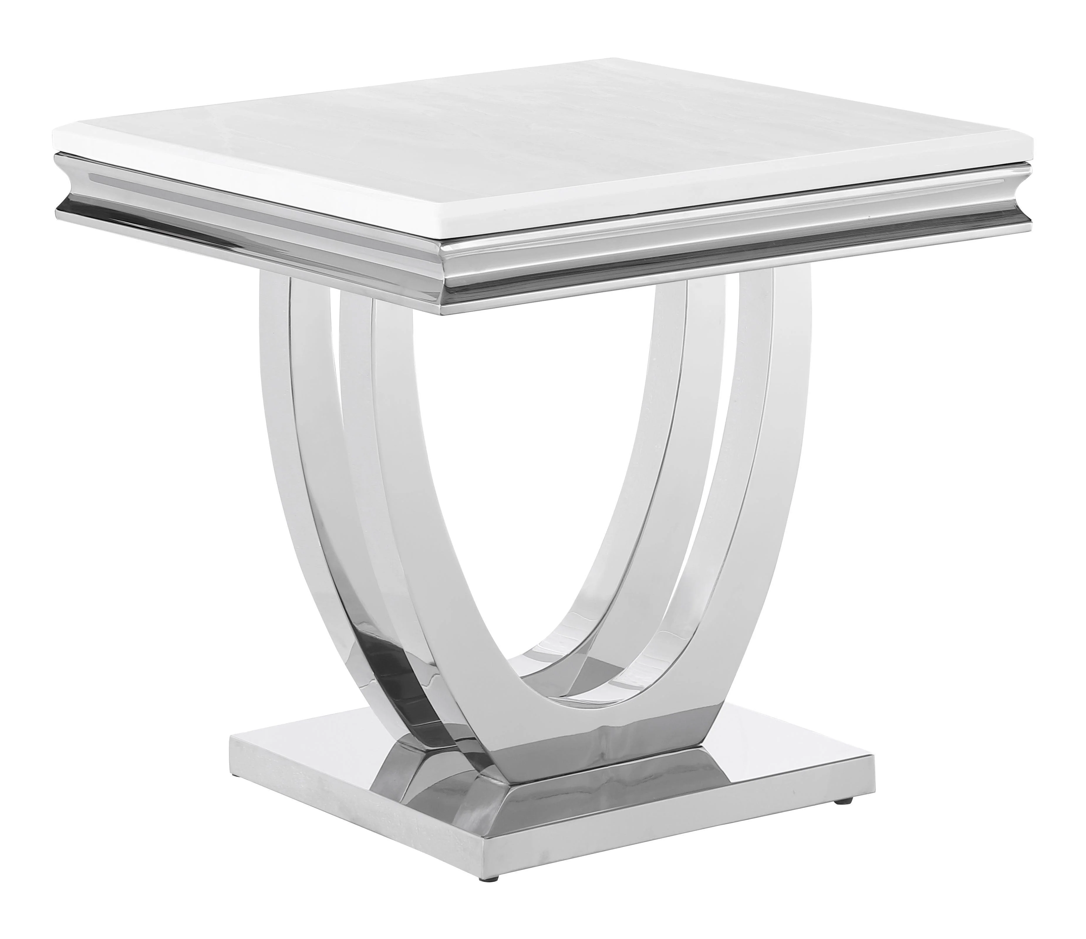 Adabella U base Square End Table White Chrome - Image 3