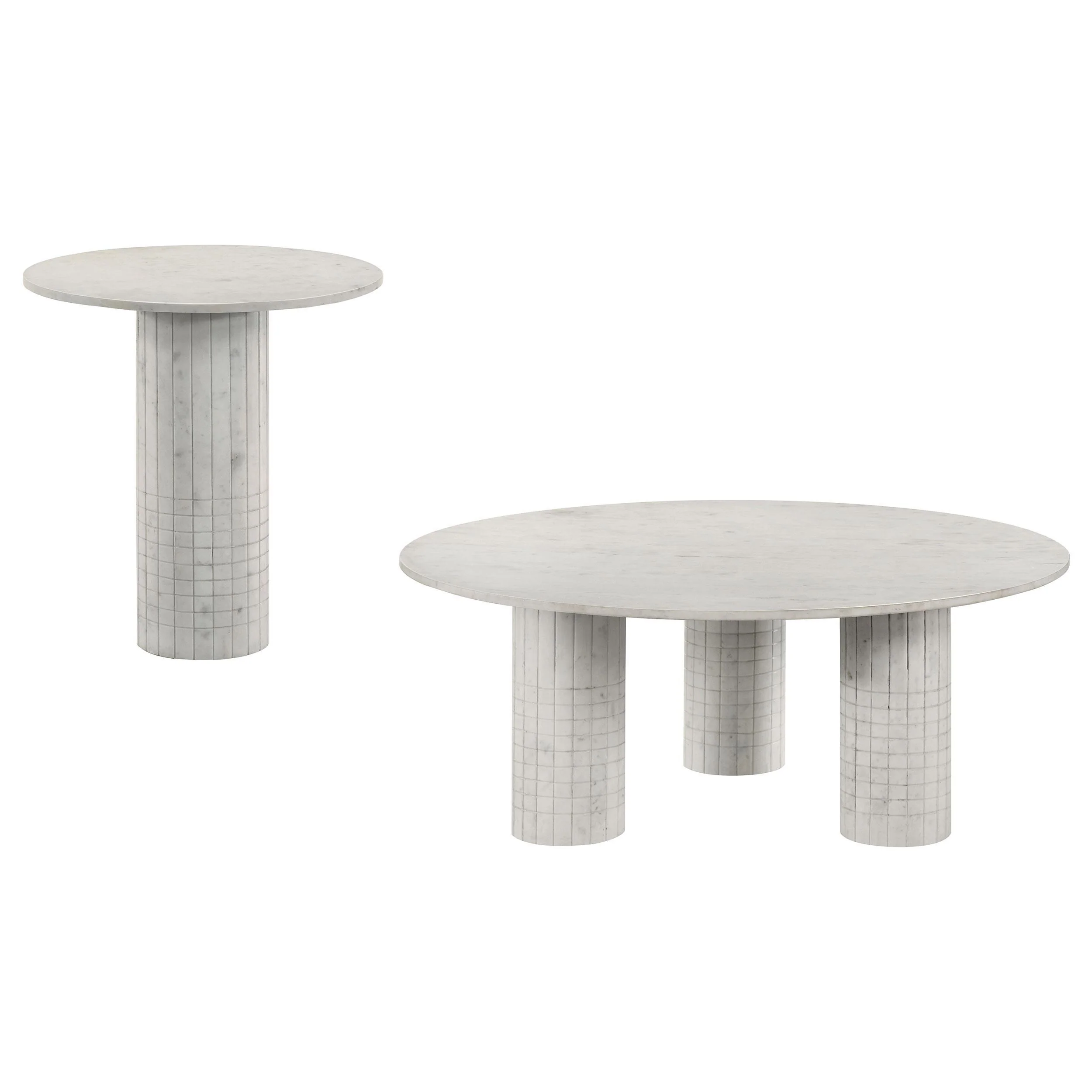 Astoria 2-piece Marble Coffee and End Table Set White - Image 2