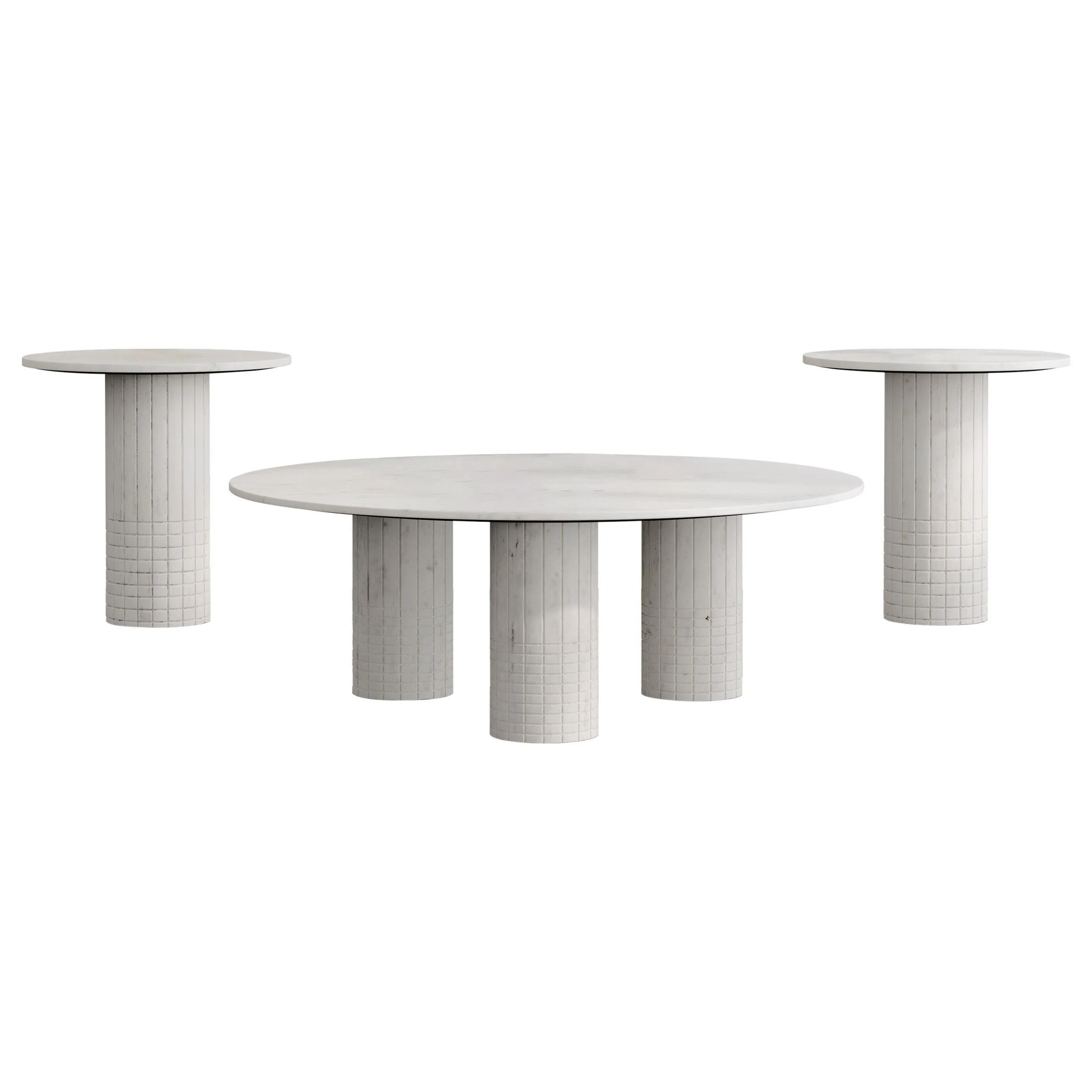 Astoria 3-piece Marble Coffee and End Table Set White - Image 2