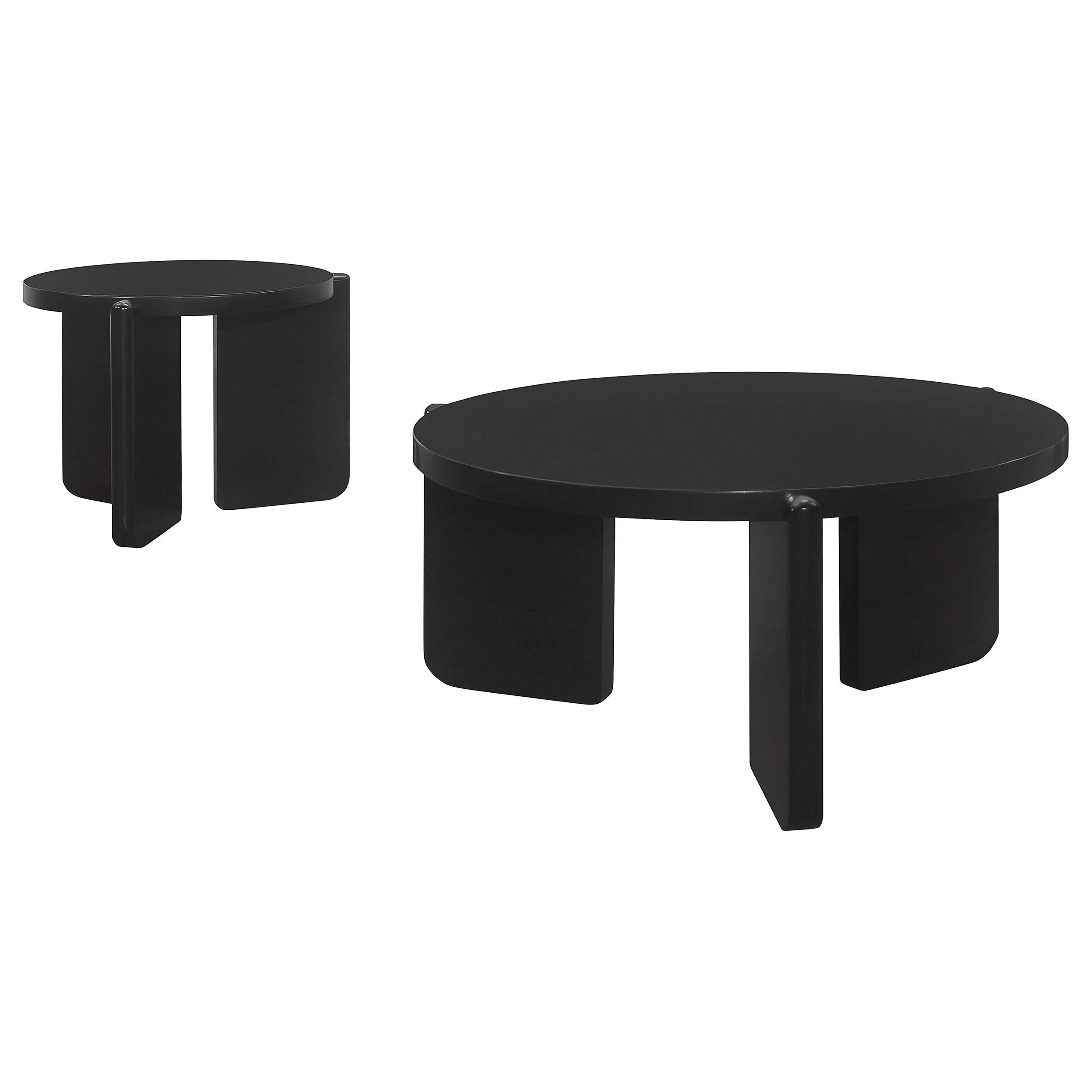 Cordova 2-piece Solid Wood Coffee and End Table Set Black - Image 2