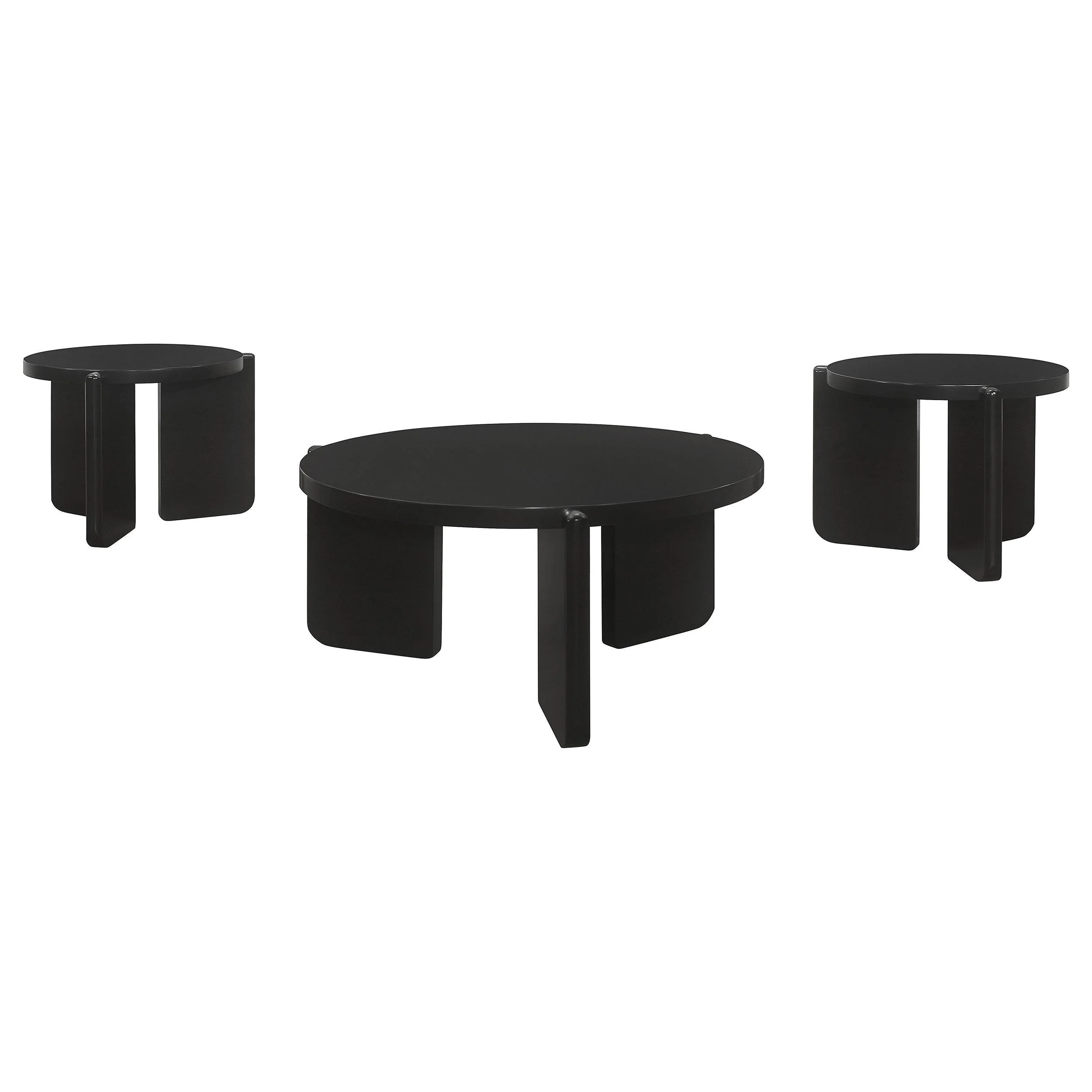 Cordova 3-piece Solid Wood Coffee and End Table Set Black - Image 2