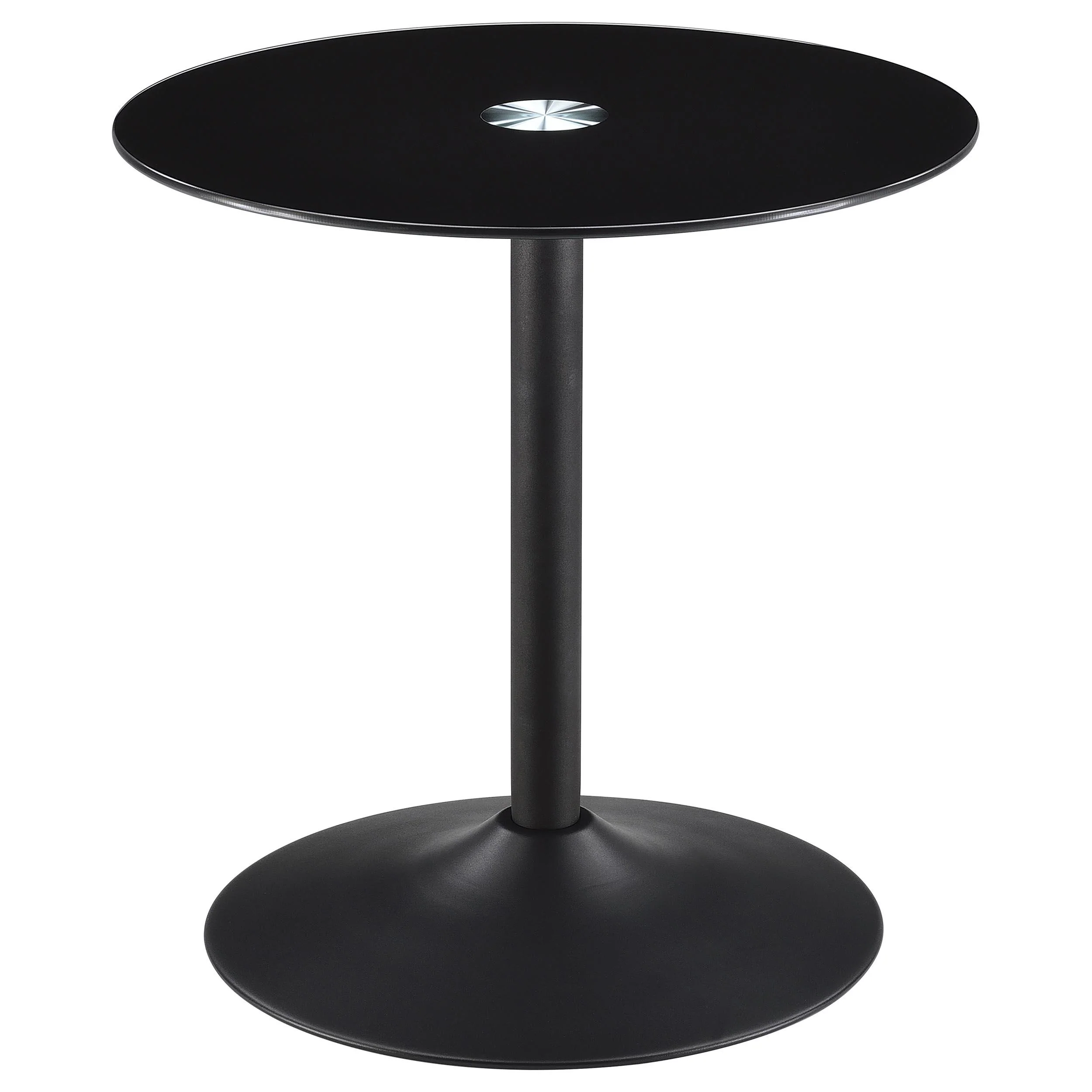 Ganso 2-piece Round Glass Top Coffee and End Table Set Black - Image 3