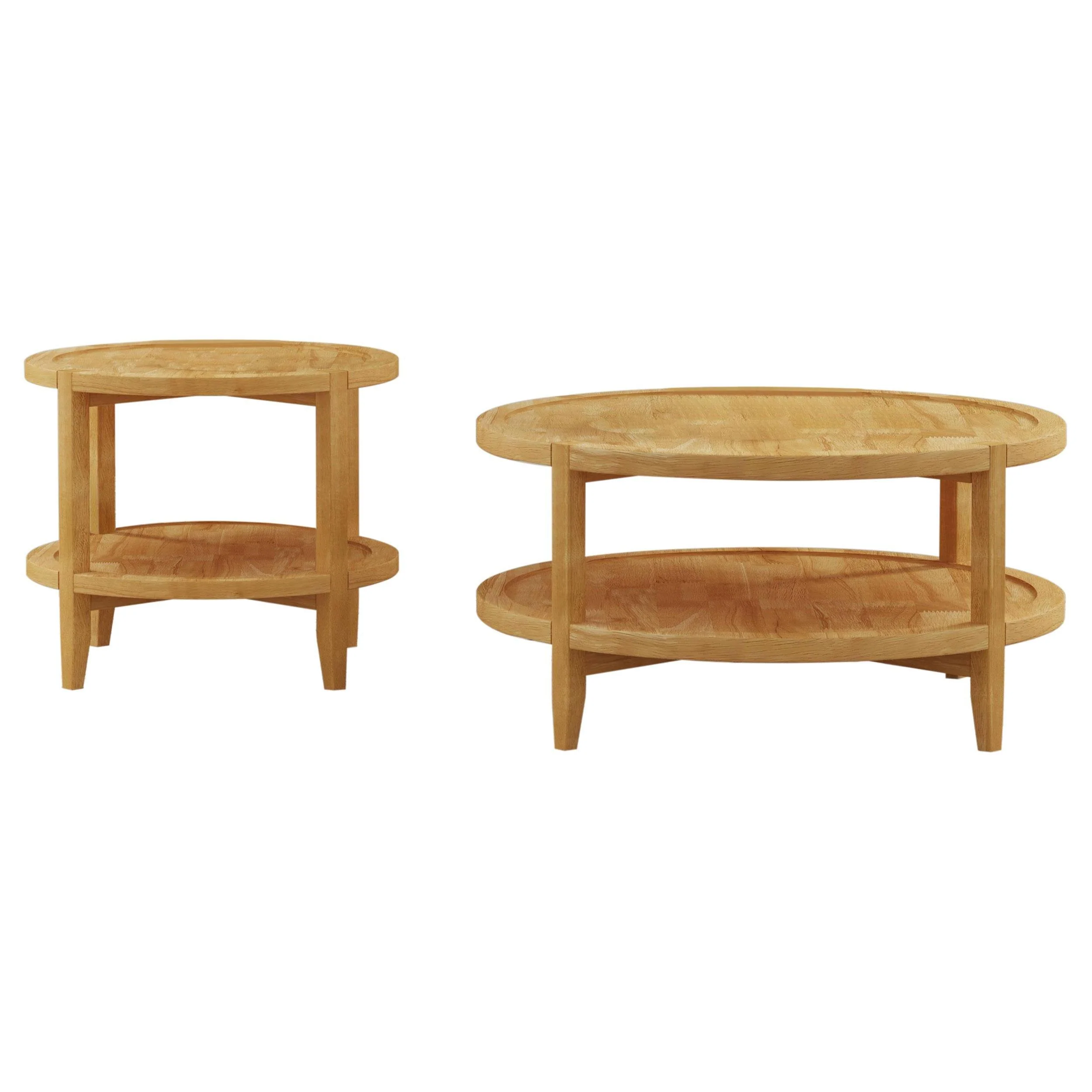 Camillo 2-piece Round Coffee and End Table Set Maple - Image 2