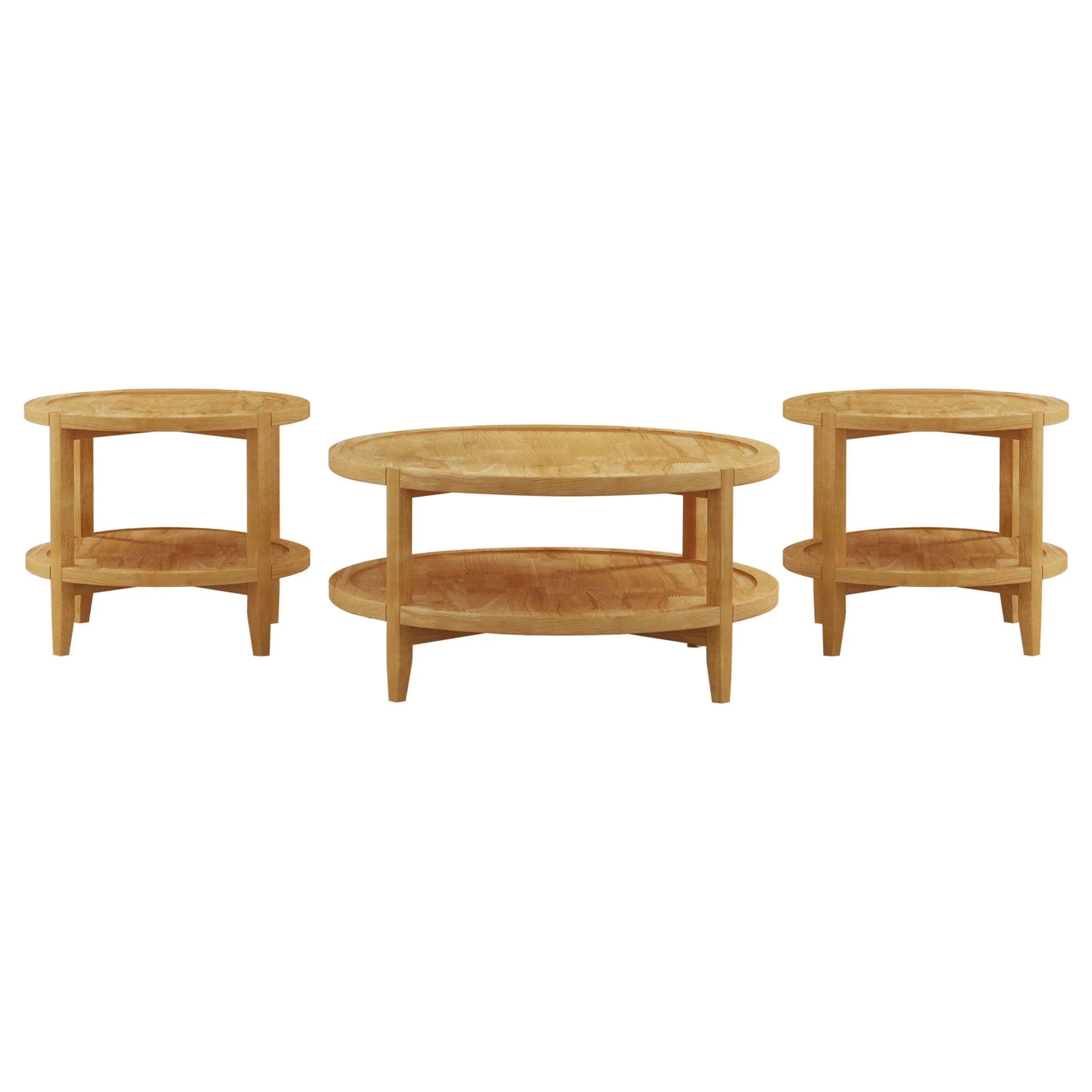 Camillo 3-piece Round Coffee and End Table Set Maple - Image 2