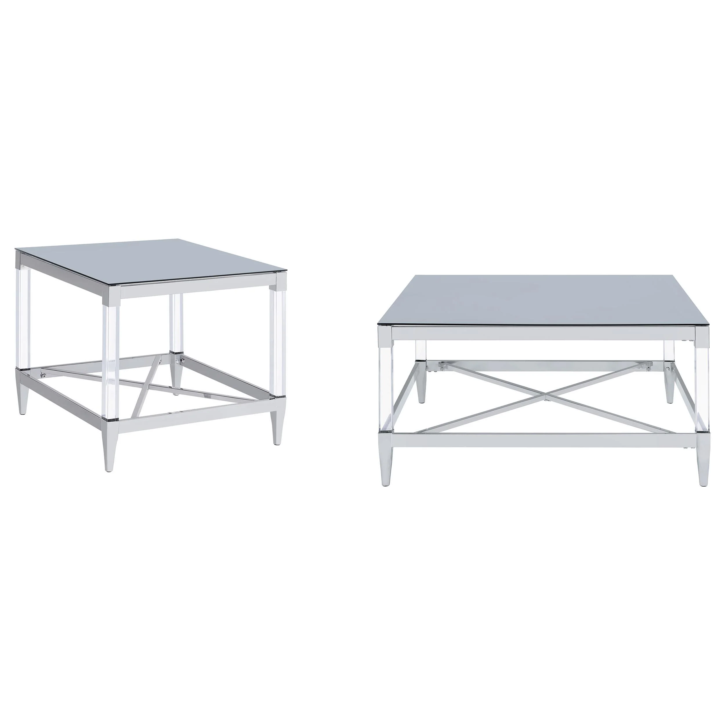Lindley 2-piece Square Coffee and End Table Set Chrome - Image 2