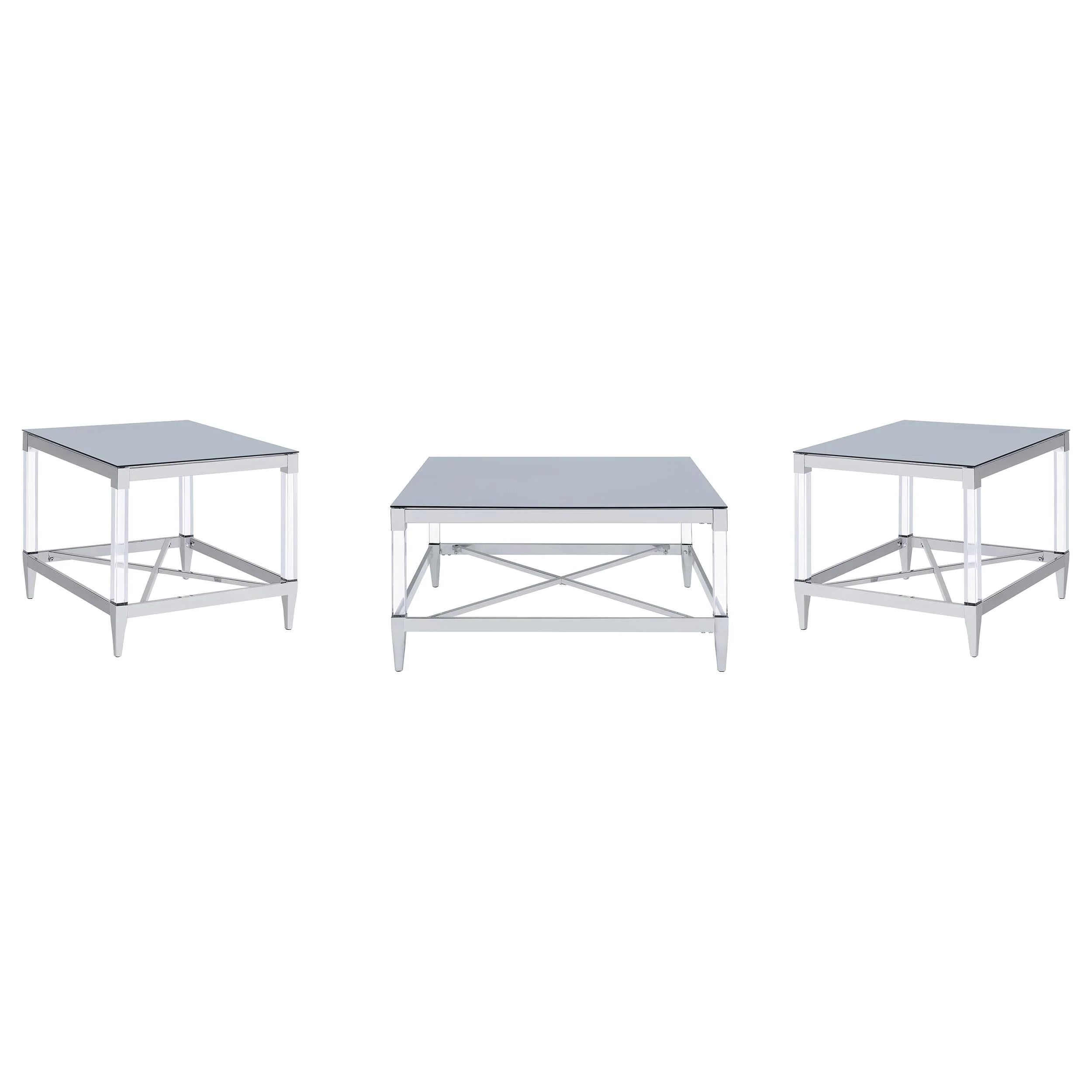 Lindley 3-piece Square Coffee and End Table Set Chrome - Image 2