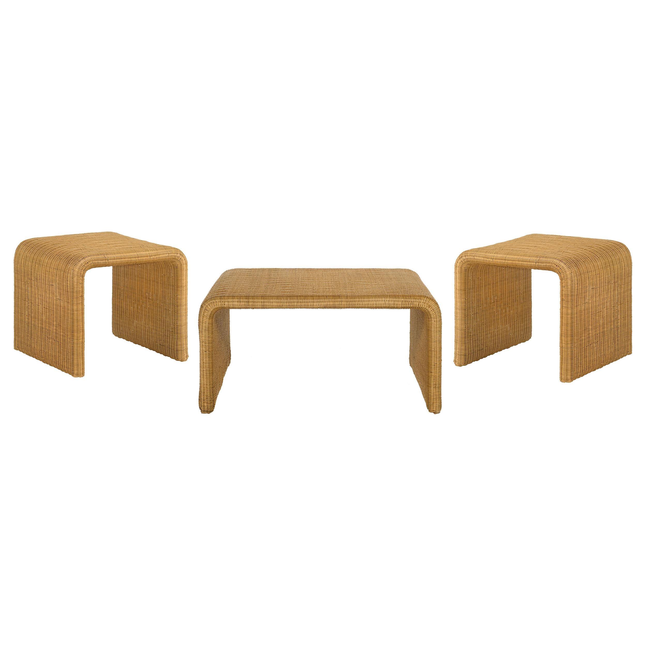 Cahya 3-piece Rattan Coffee and End Table Set Natural - Image 2