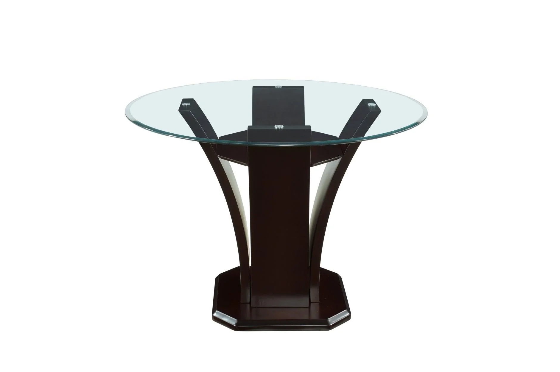 Daisy Espresso Black Faux Leather Glass Top Round Counter Height Set - Image 3