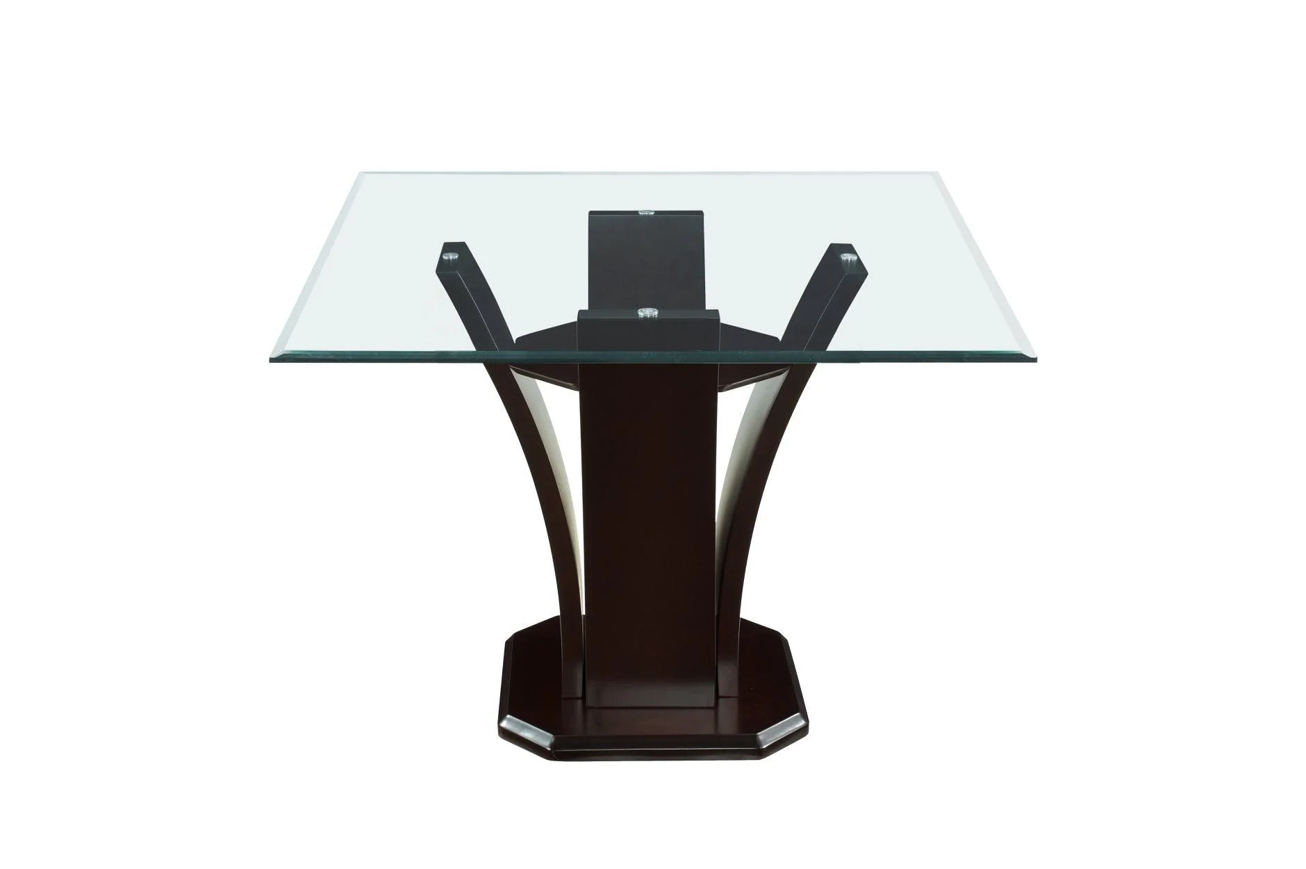 Daisy Espresso Black Faux Leather Glass Top Square Counter Height Set - Image 3