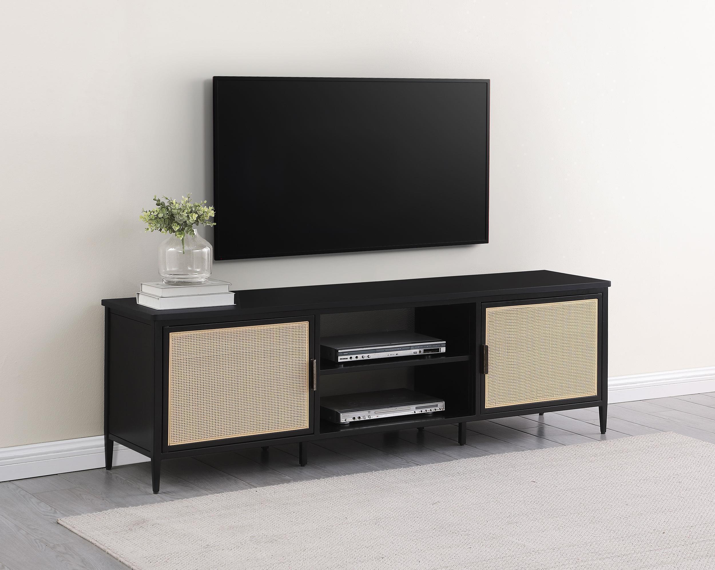 Amherst 2-door 70-inch Metal TV Stand Media Console Black - Image 2