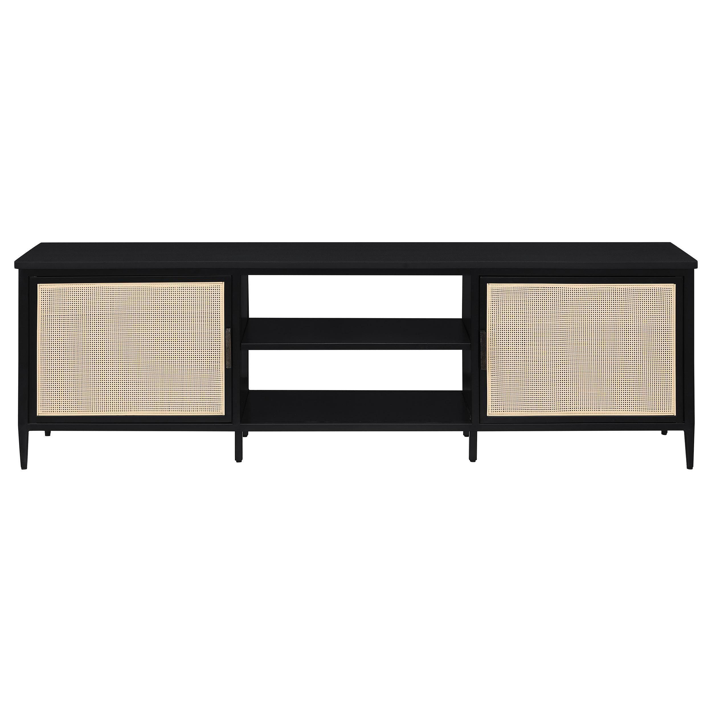 Amherst 2-door 70-inch Metal TV Stand Media Console Black - Image 3