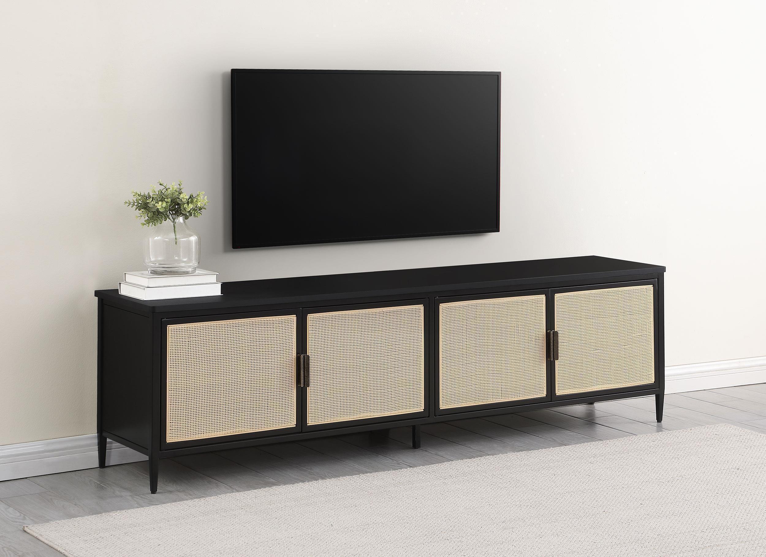 Amherst 4-door 78-inch Metal TV Stand Media Console Black - Image 2