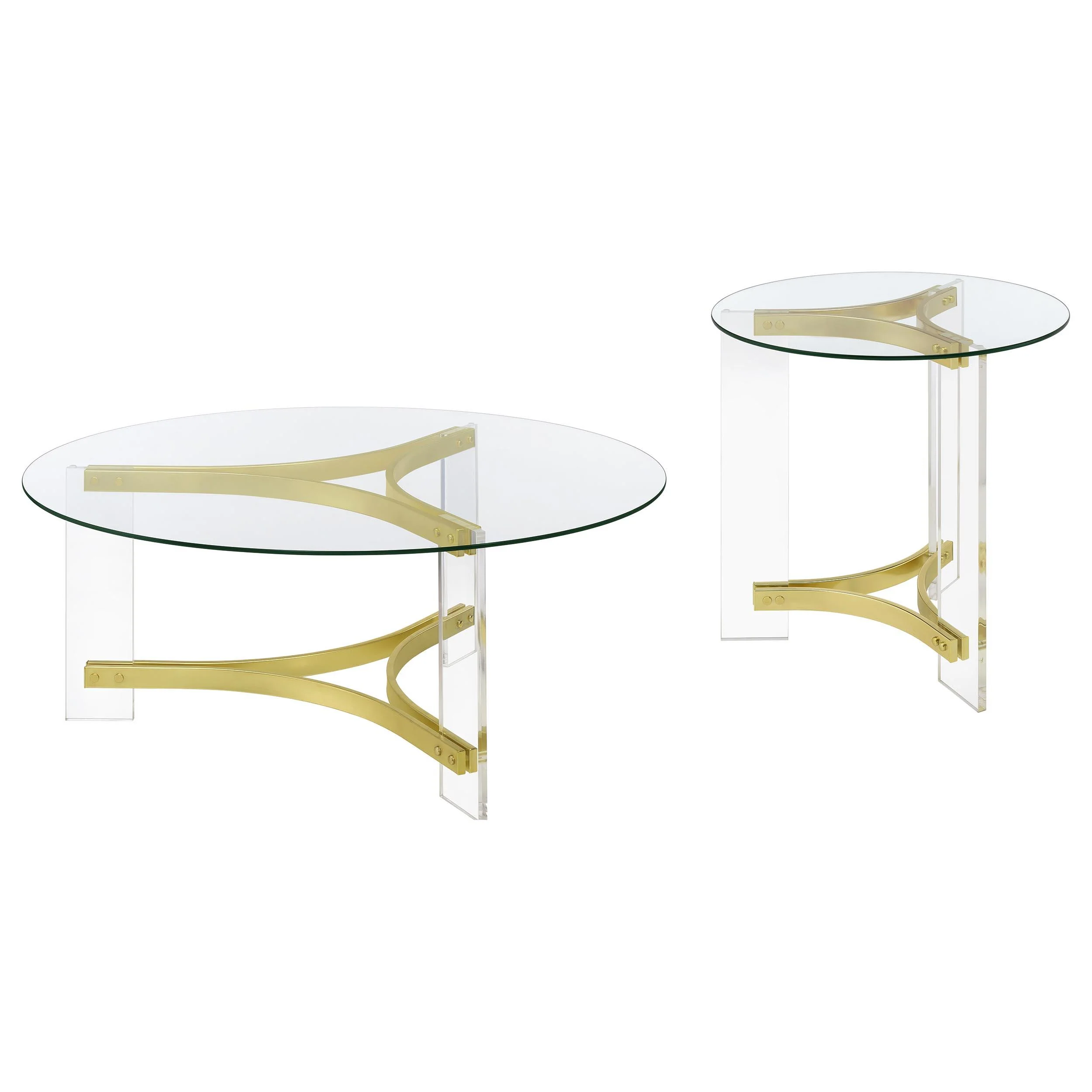 Janessa 2-piece Acrylic Coffee and End Table Set Matte Brass - Image 2