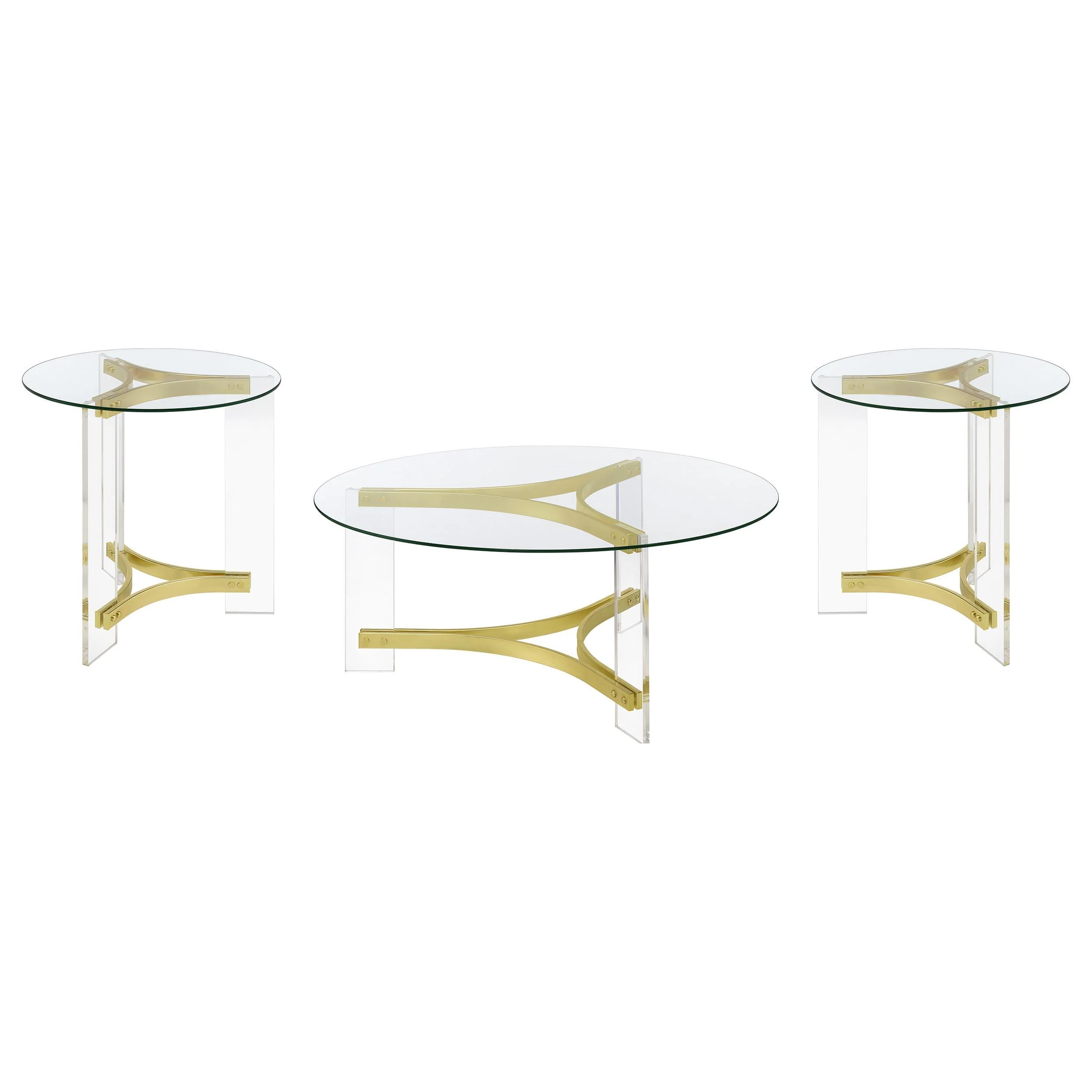 Janessa 3-piece Acrylic Coffee and End Table Set Matte Brass - Image 2
