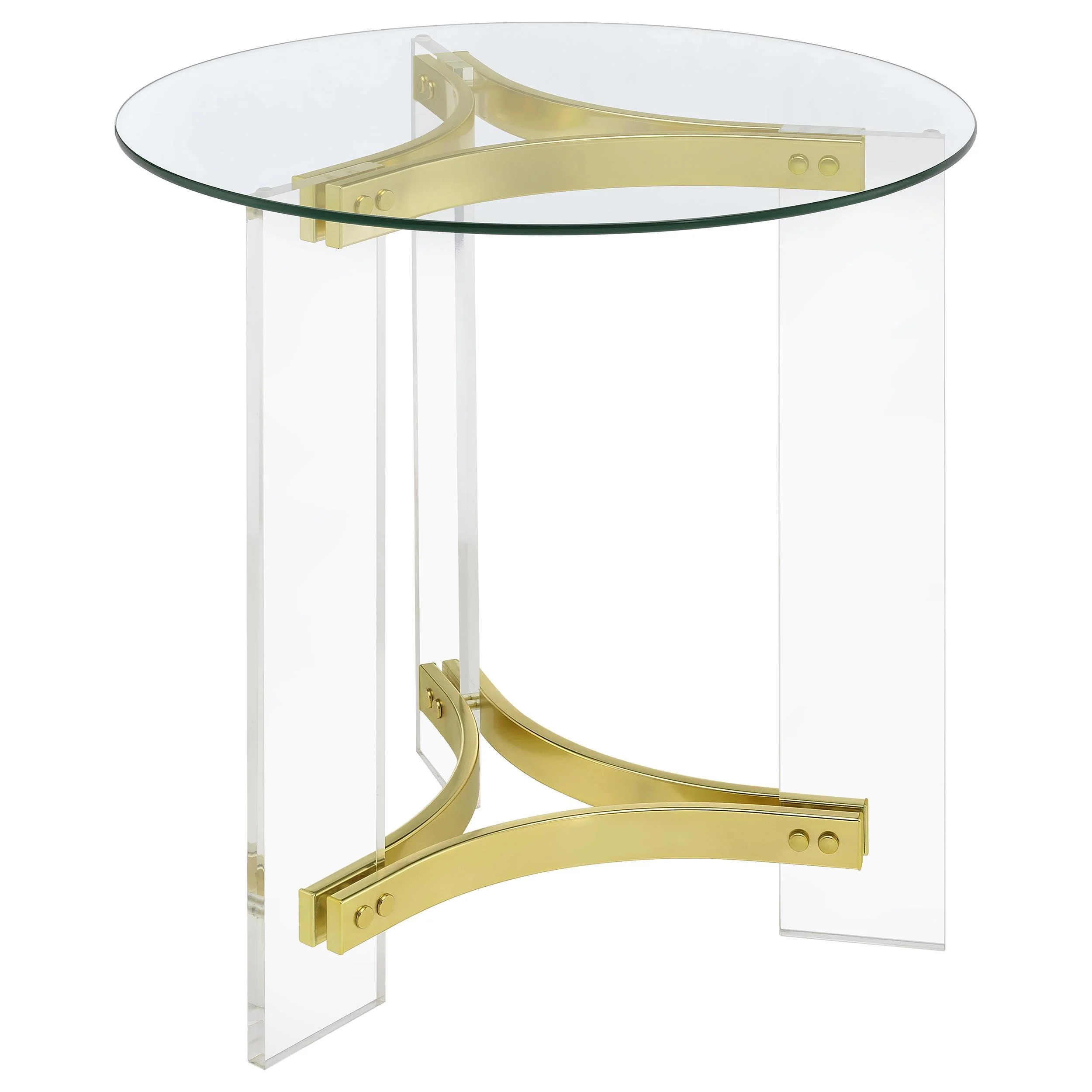 Janessa 3-piece Acrylic Coffee and End Table Set Matte Brass - Image 3
