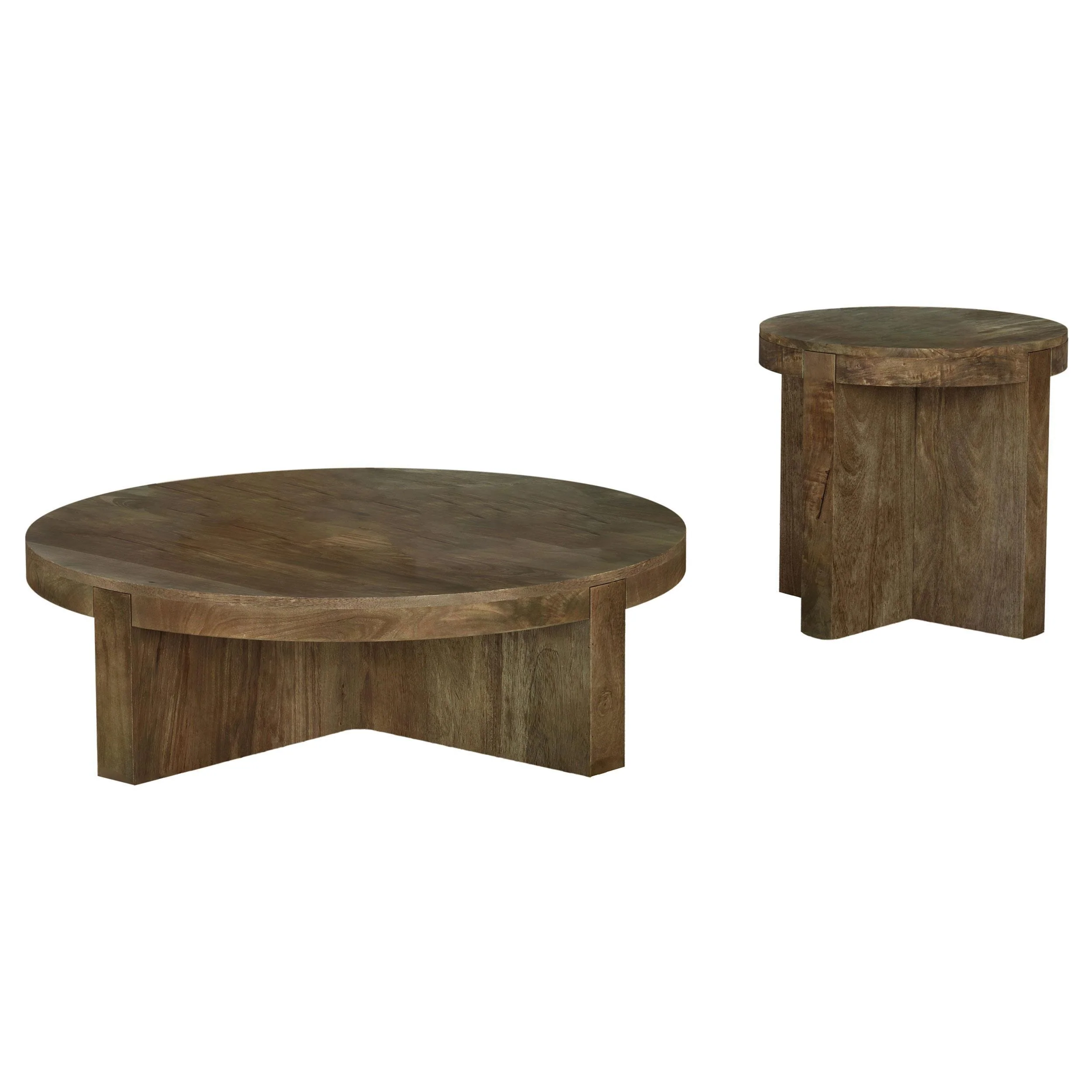 Kinkaid 2-piece Solid Wood Coffee and End Table Set Brown - Image 2