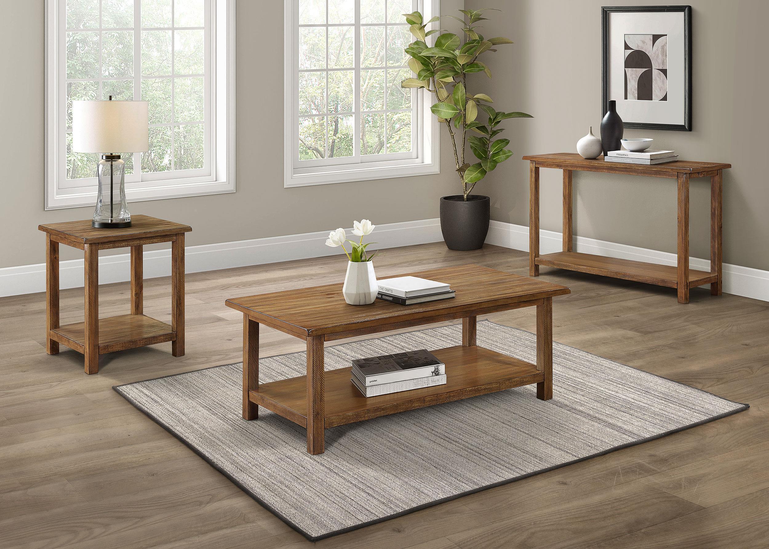 Payne Wood End Table with Shelf Distressed Brown - Image 2
