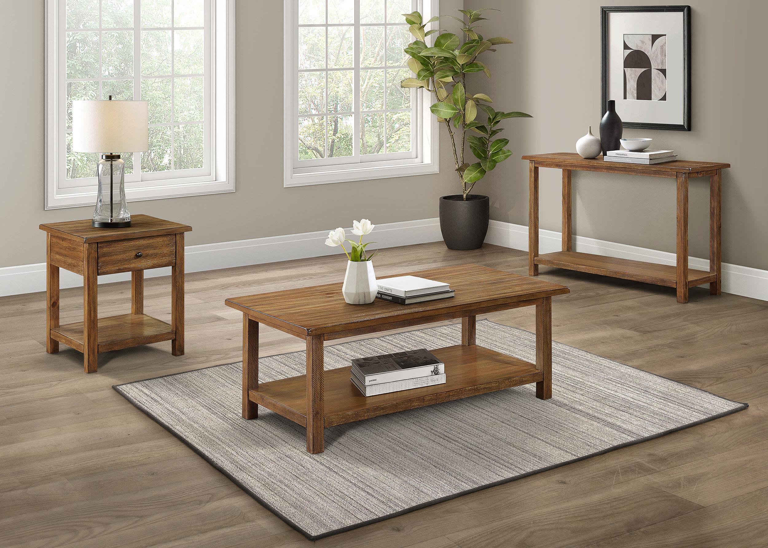 Payne 1-drawer Wood End Table with Shelf Distressed Brown - Image 2