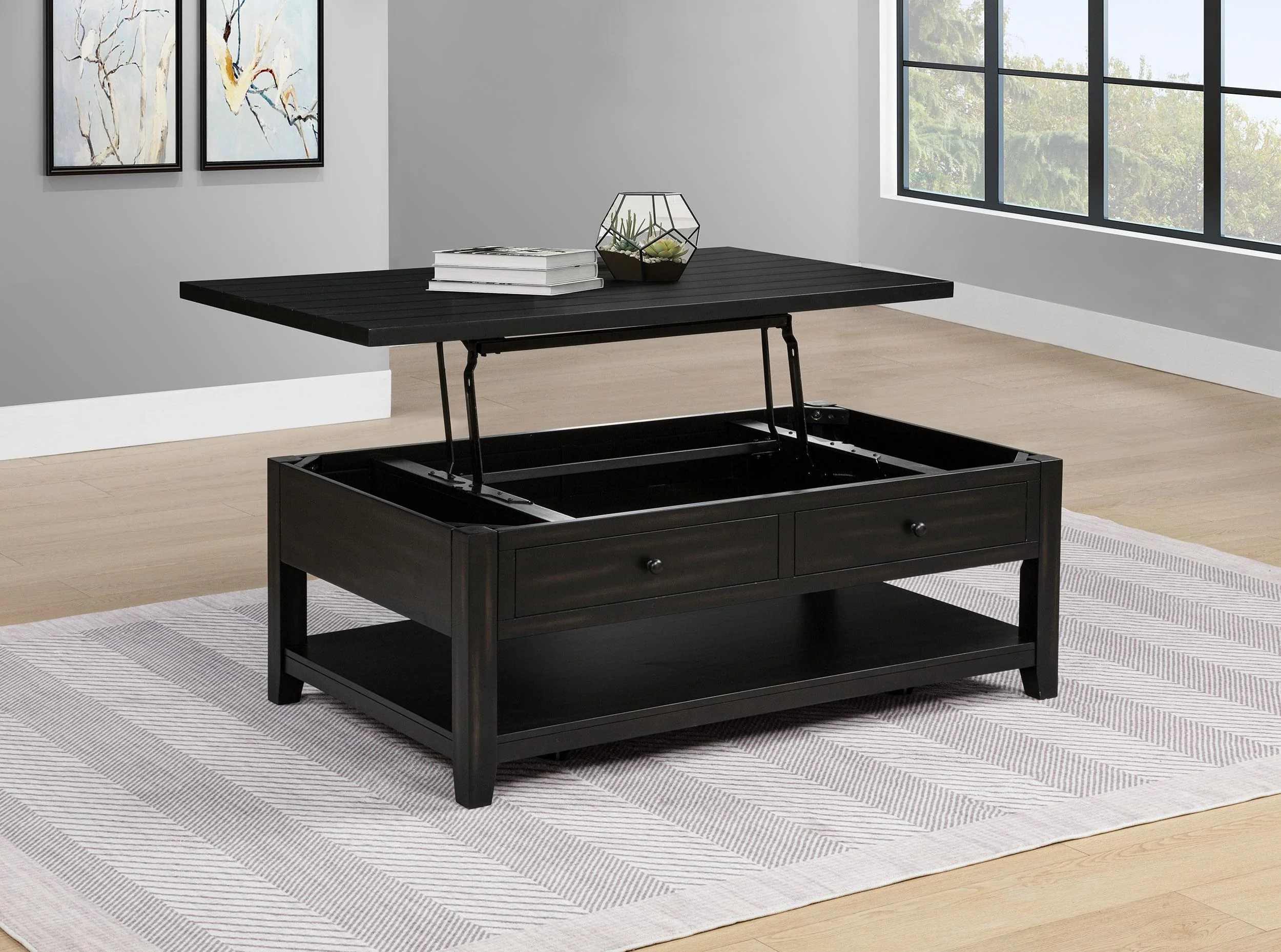 Payne 48-inch Mobile Lift Top Coffee Table Distressed Java - Image 3