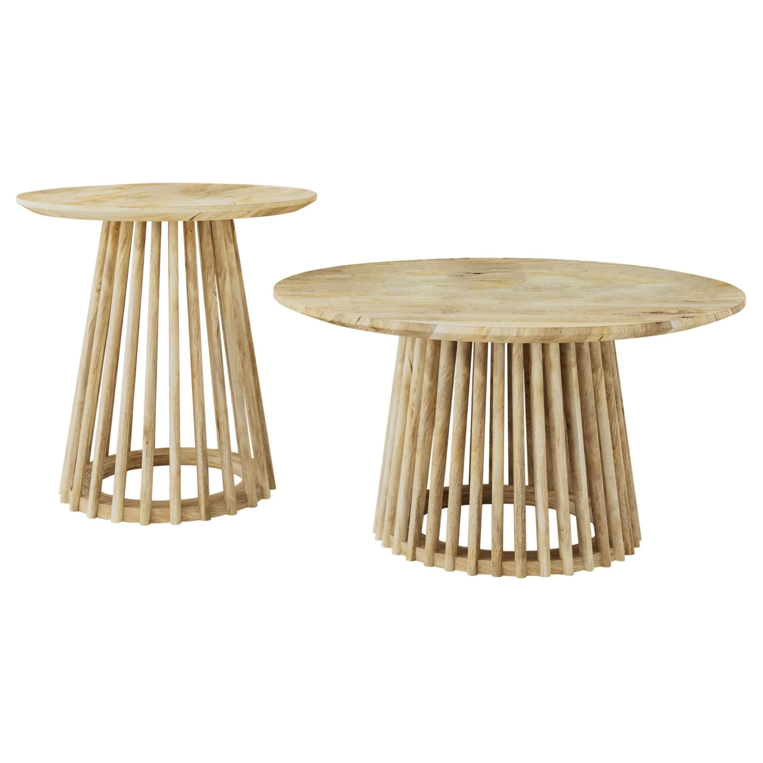 Touhy 2-piece Round Coffee and End Table Set Natural Mango - Image 2
