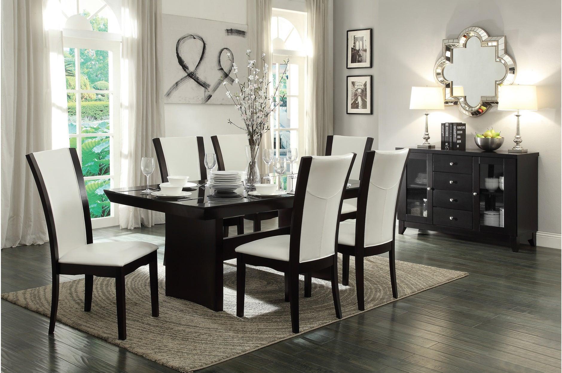 Daisy Espresso Black Faux Leather Glass Top Counter Height Set - Image 1