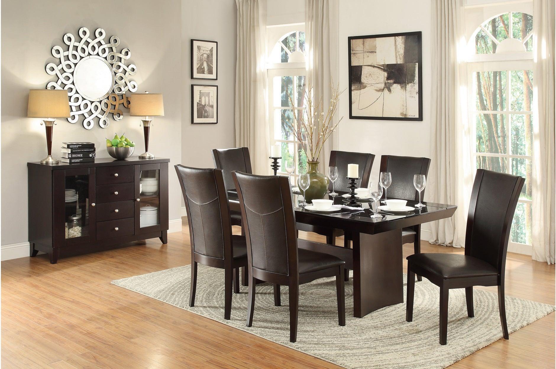 Daisy Espresso Black Faux Leather Glass Top Counter Height Set - Image 2