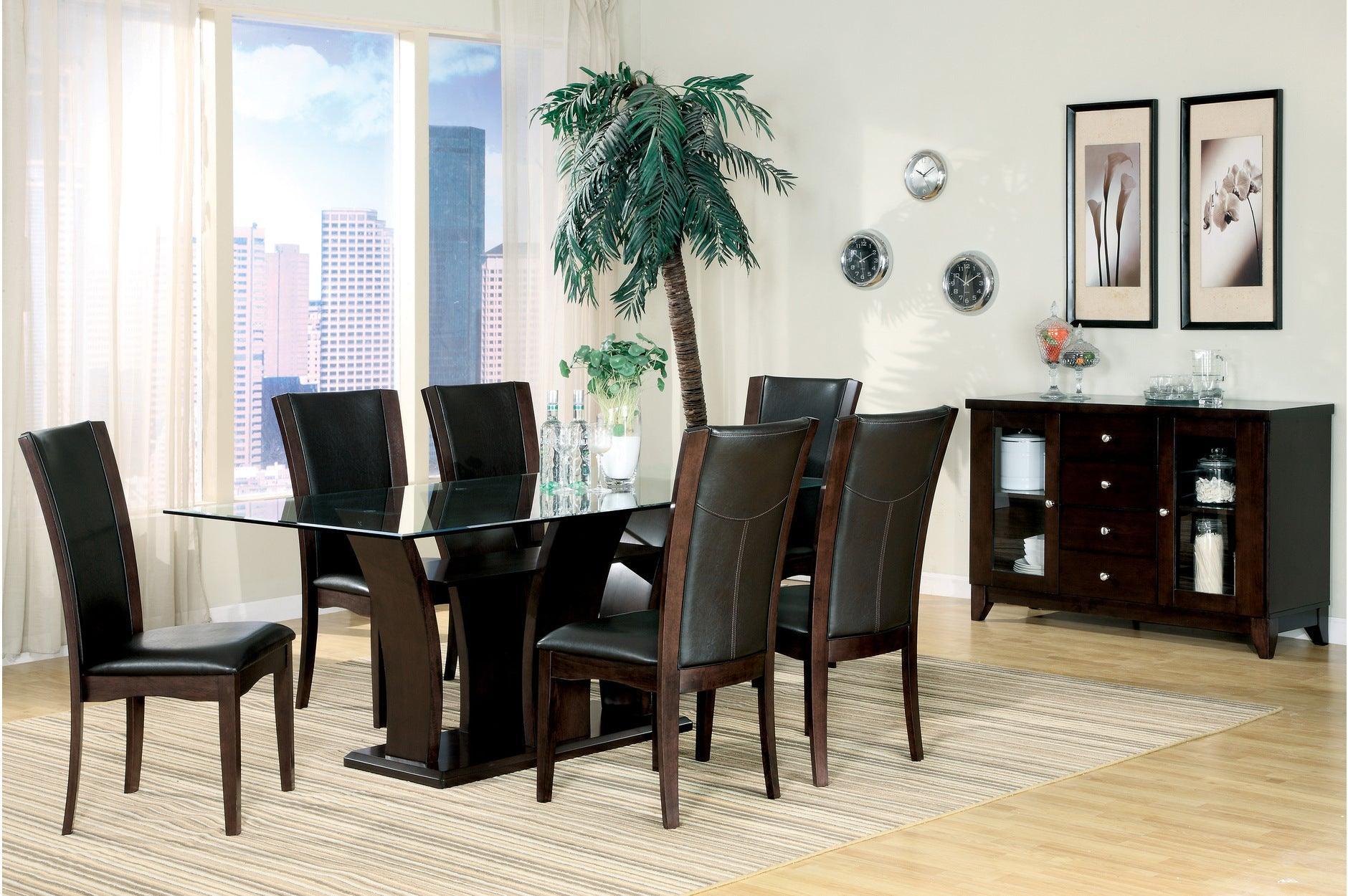Daisy Espresso Black Faux Leather Glass Top Rectangular Counter Height Set - Image 2