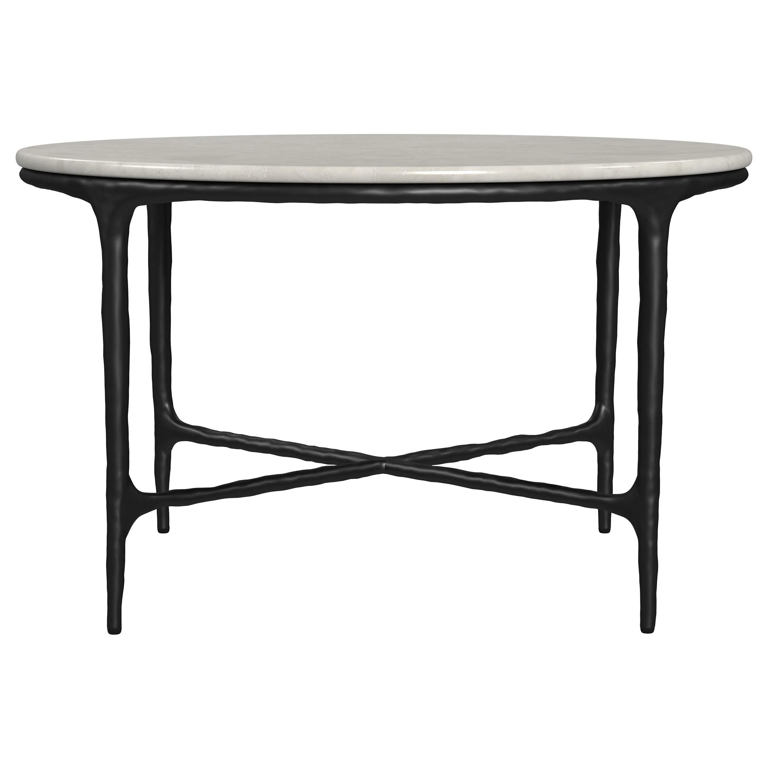 Hermas Round Genuine Marble Top Metal Coffee Table White - Image 3