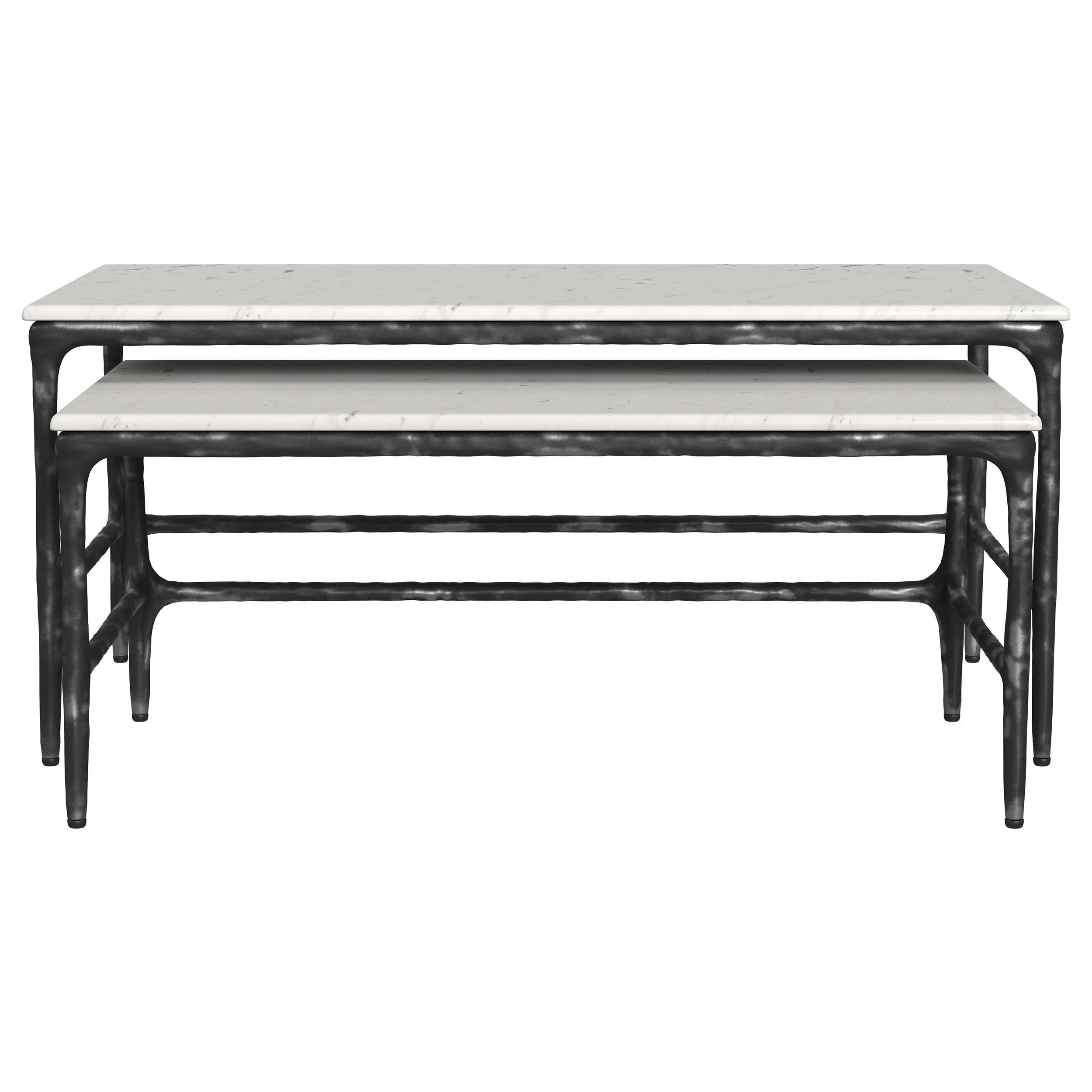 Ebby 2-piece Genuine Marble Top Nesting Coffee Tables White - Image 3