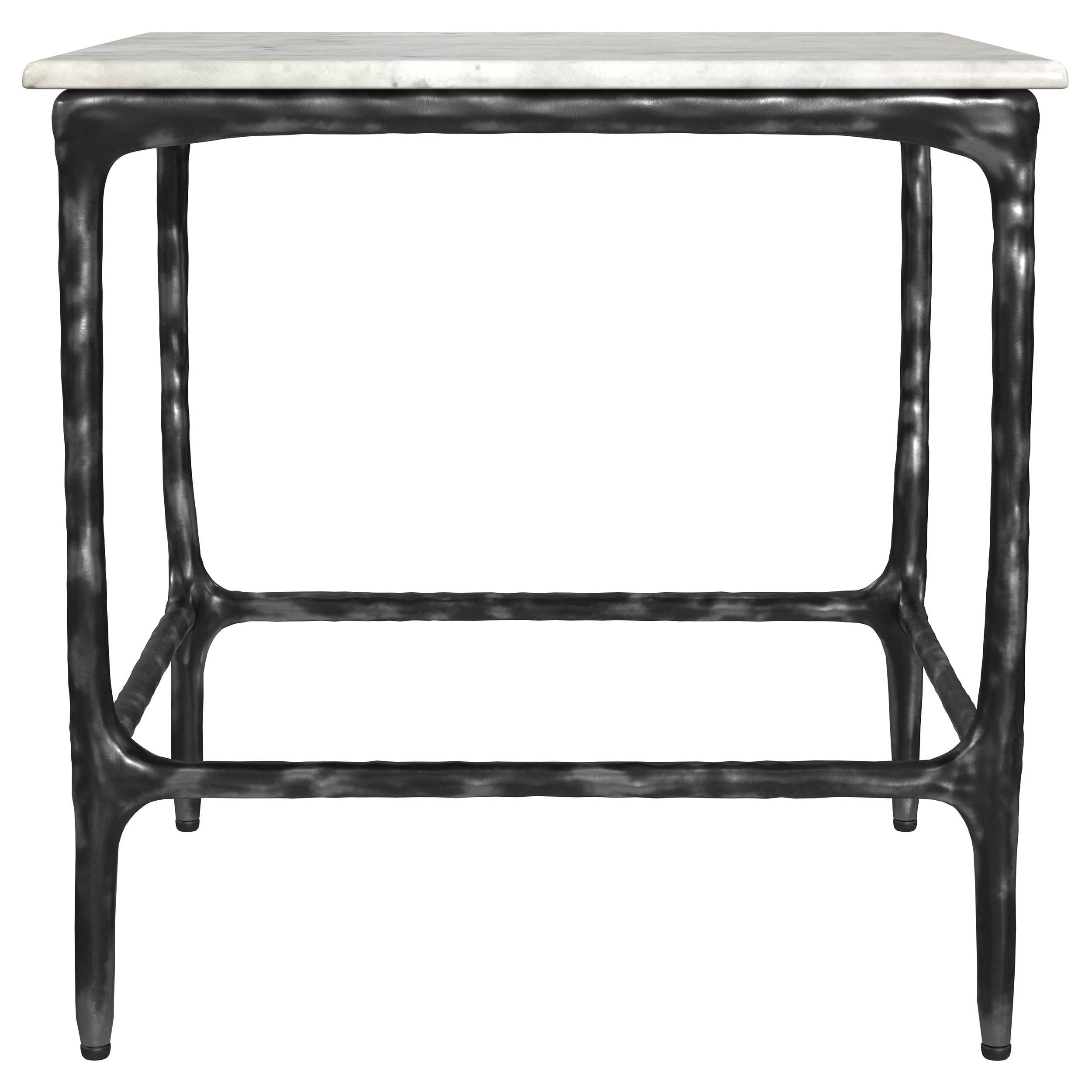 Ebby Square Genuine Marble Top Metal End Table White - Image 3